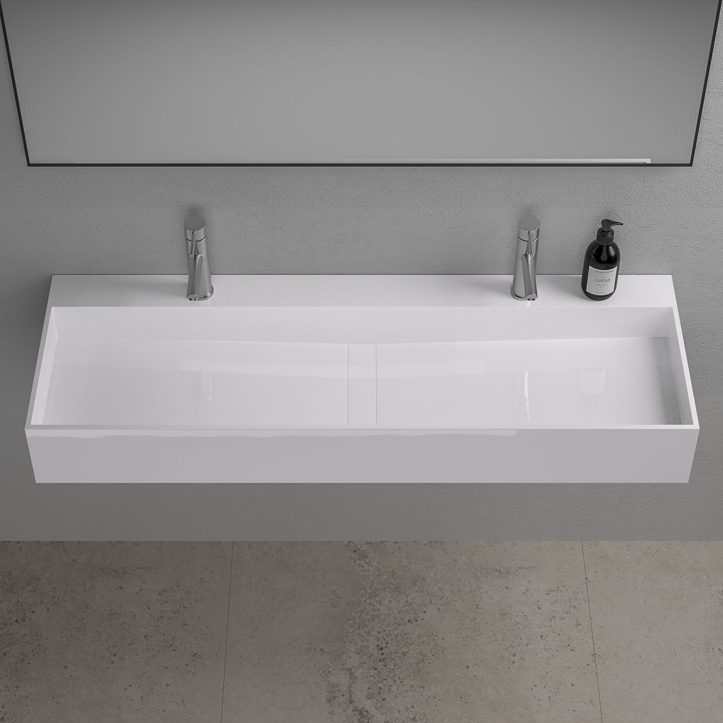 Thinn Wall Hung Double Stone Basin 1200mm