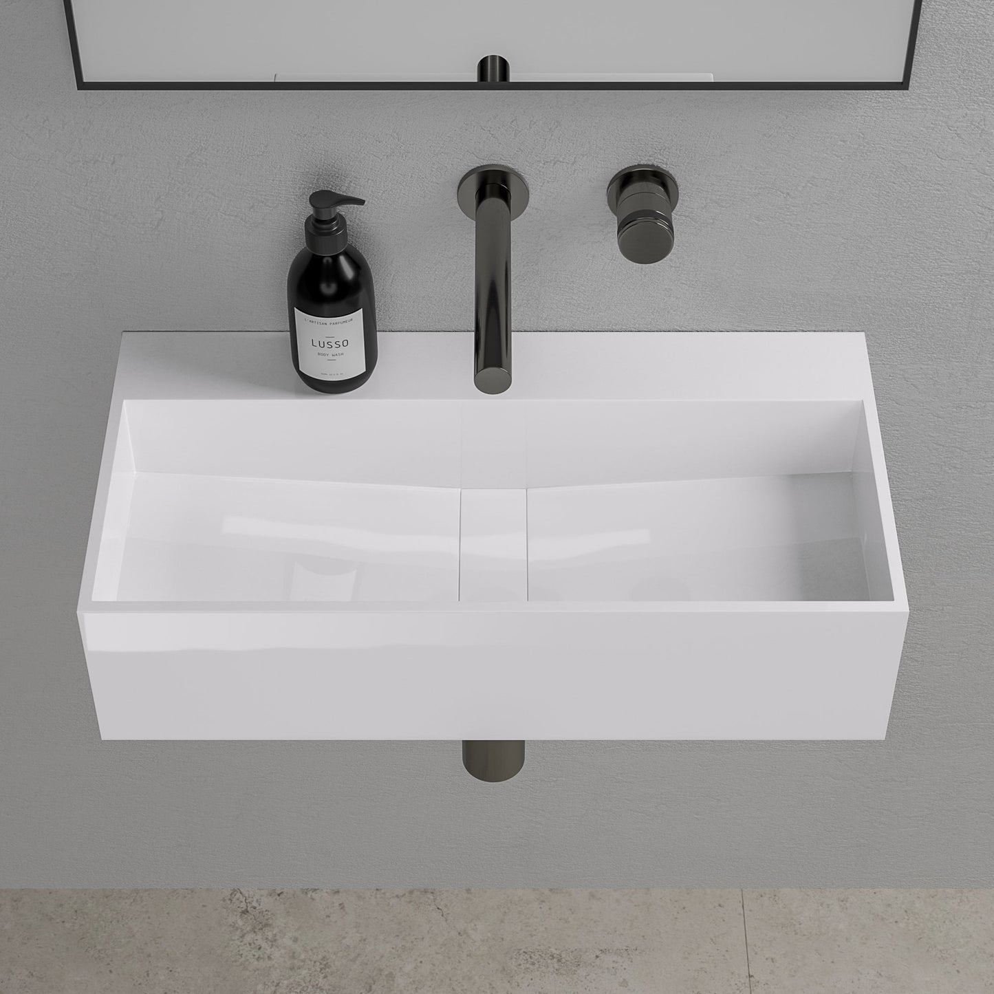 Thinn Wall Hung Stone Basin 600 x 300mm
