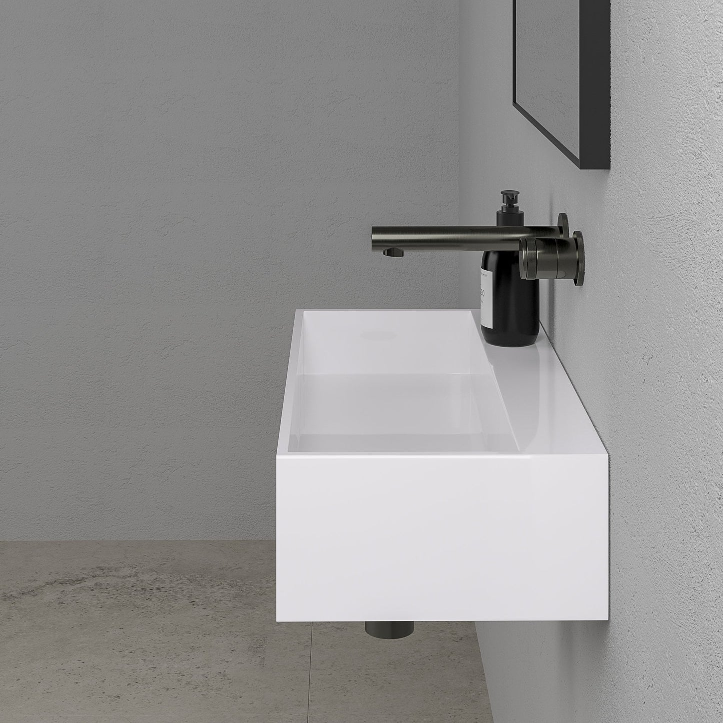 Thinn Wall Hung Stone Basin 600 x 300mm
