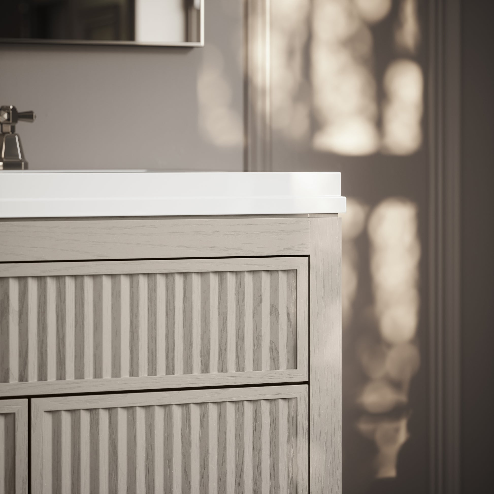 Tiffany Velvet Beige Wood Grain Double Vanity Unit 1200mm