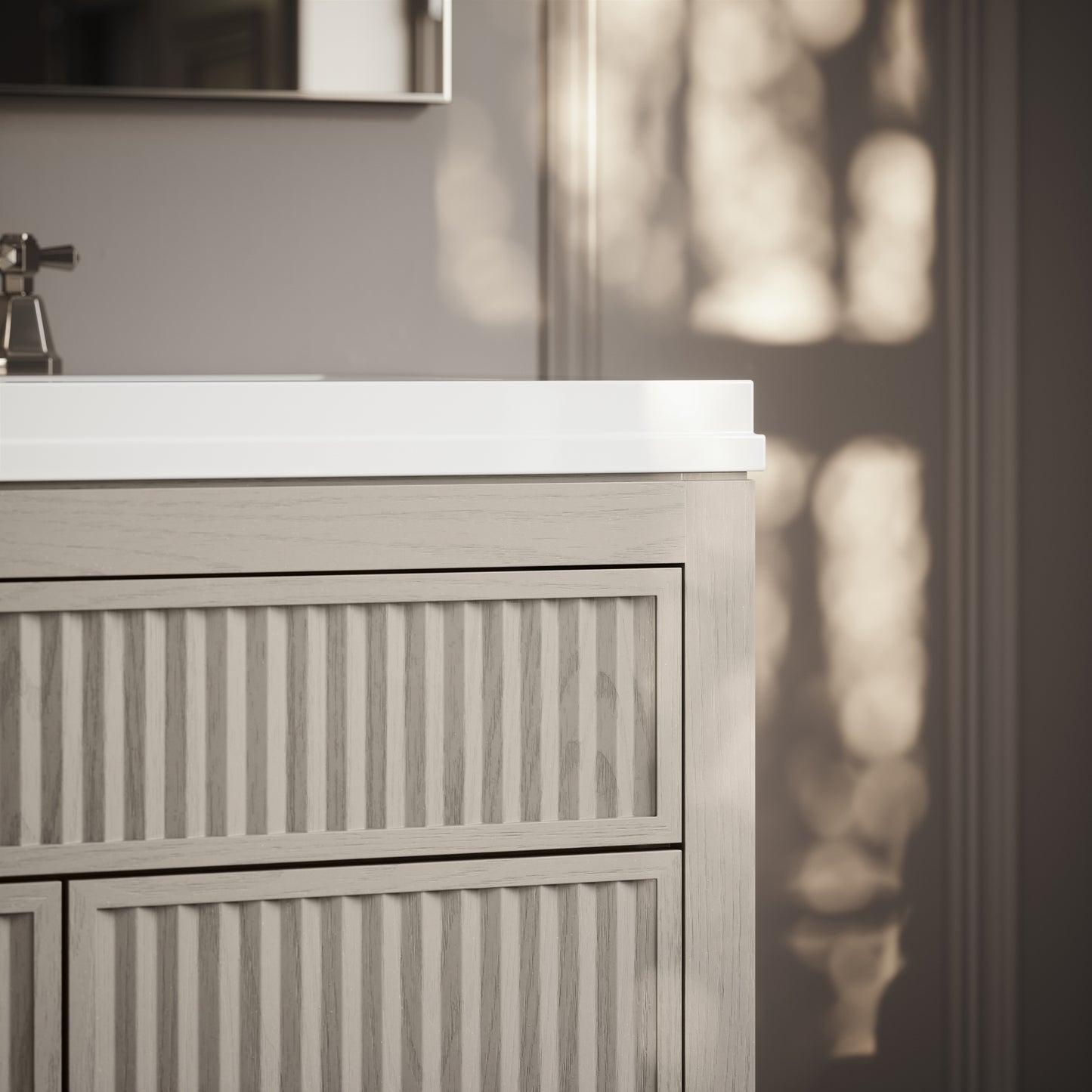 Tiffany Velvet Beige Wood Grain Vanity Unit 800mm