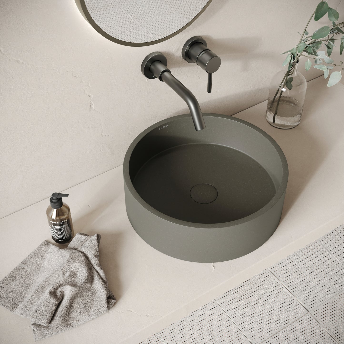 Tondo Oyster Concrete Countertop Basin 390mm