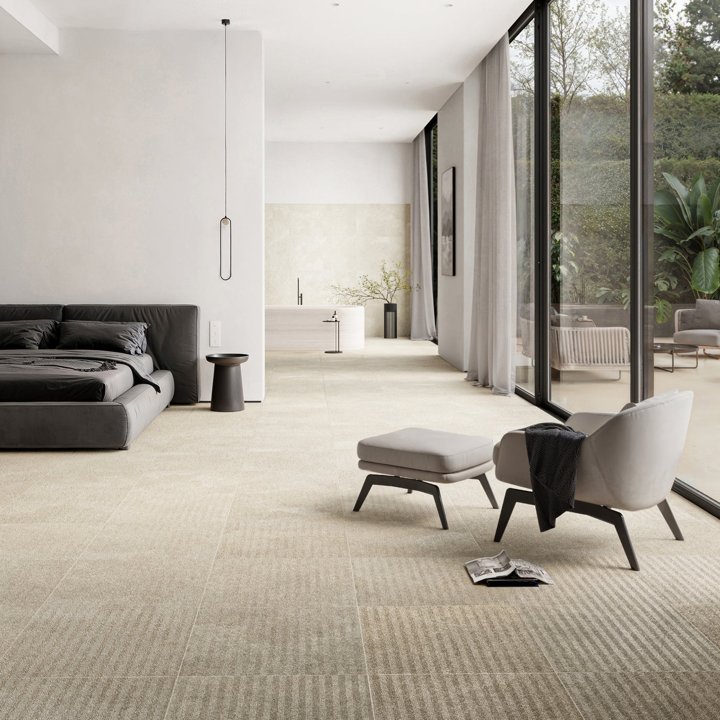 Torino Beige True Limestone Chevron Porcelain Wall or Floor Tile 600 x 600mm