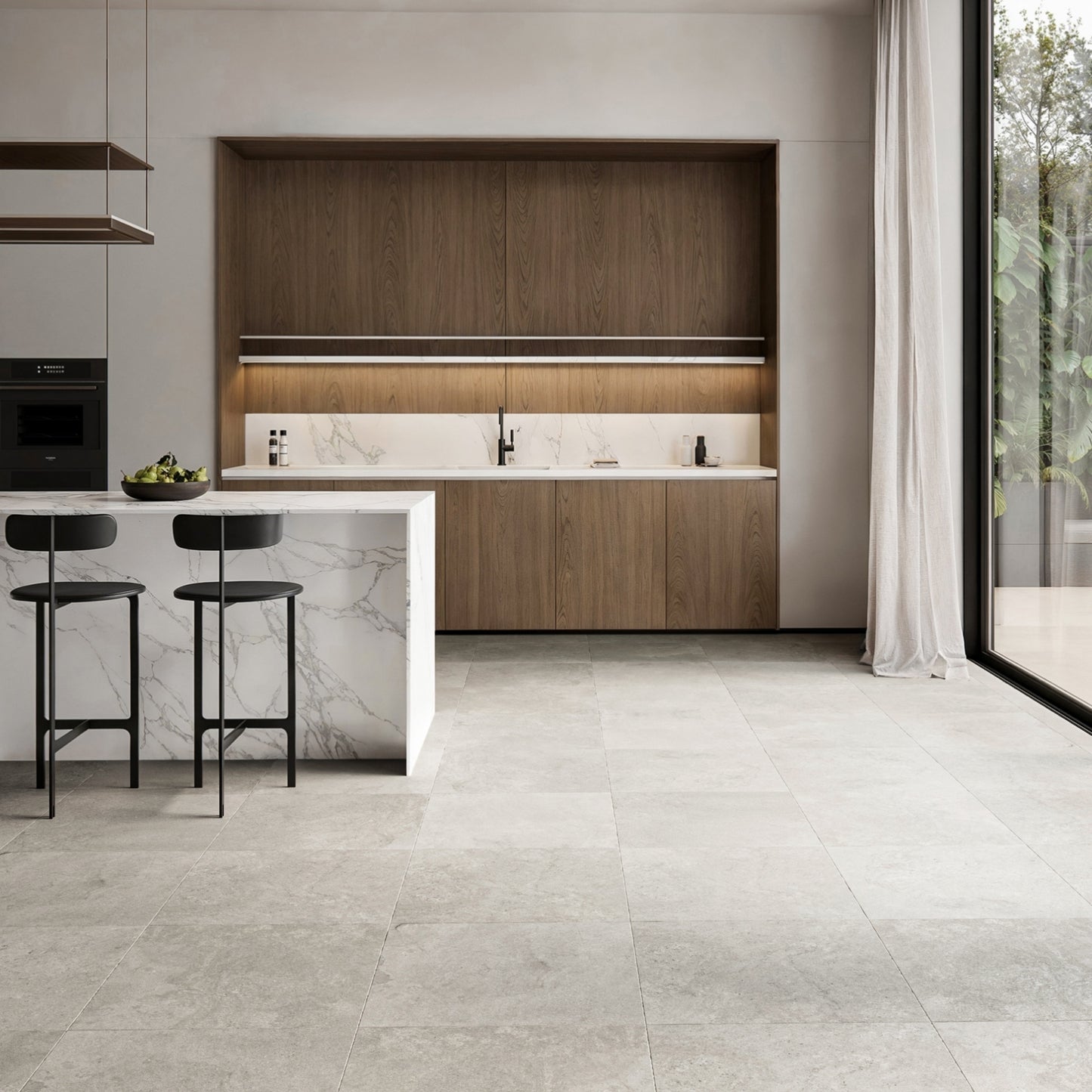 Torino Grigio True Limestone Porcelain Wall or Floor Tile 600 x 600mm