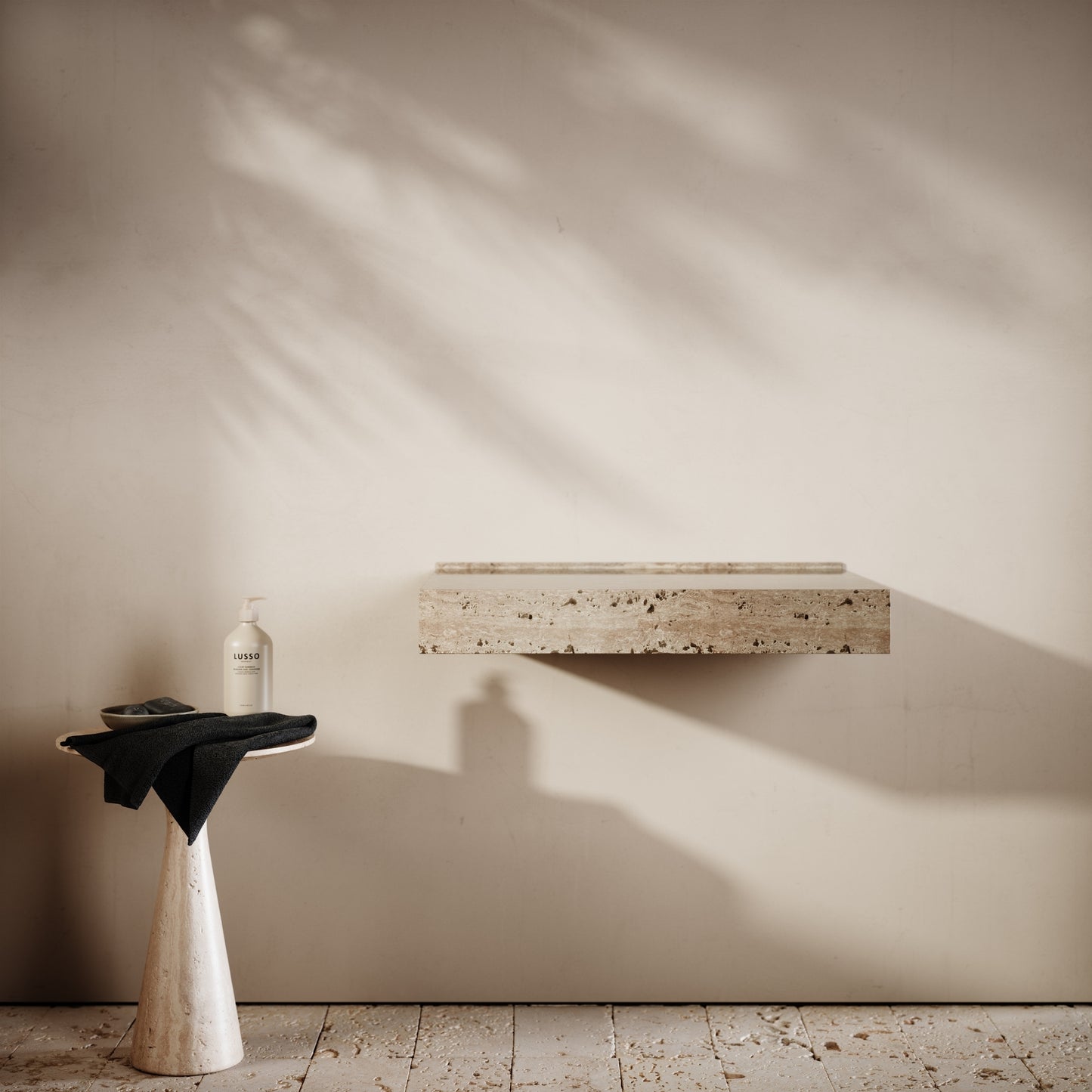 Travertine Countertop Basin Shelf 660mm