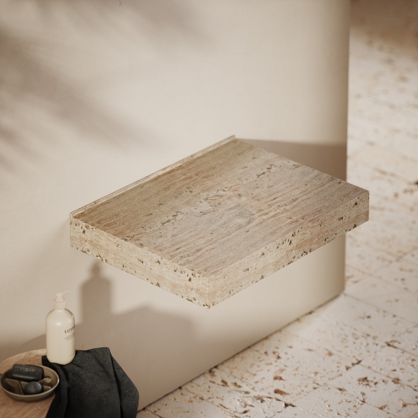 Travertine Countertop Basin Shelf 660mm