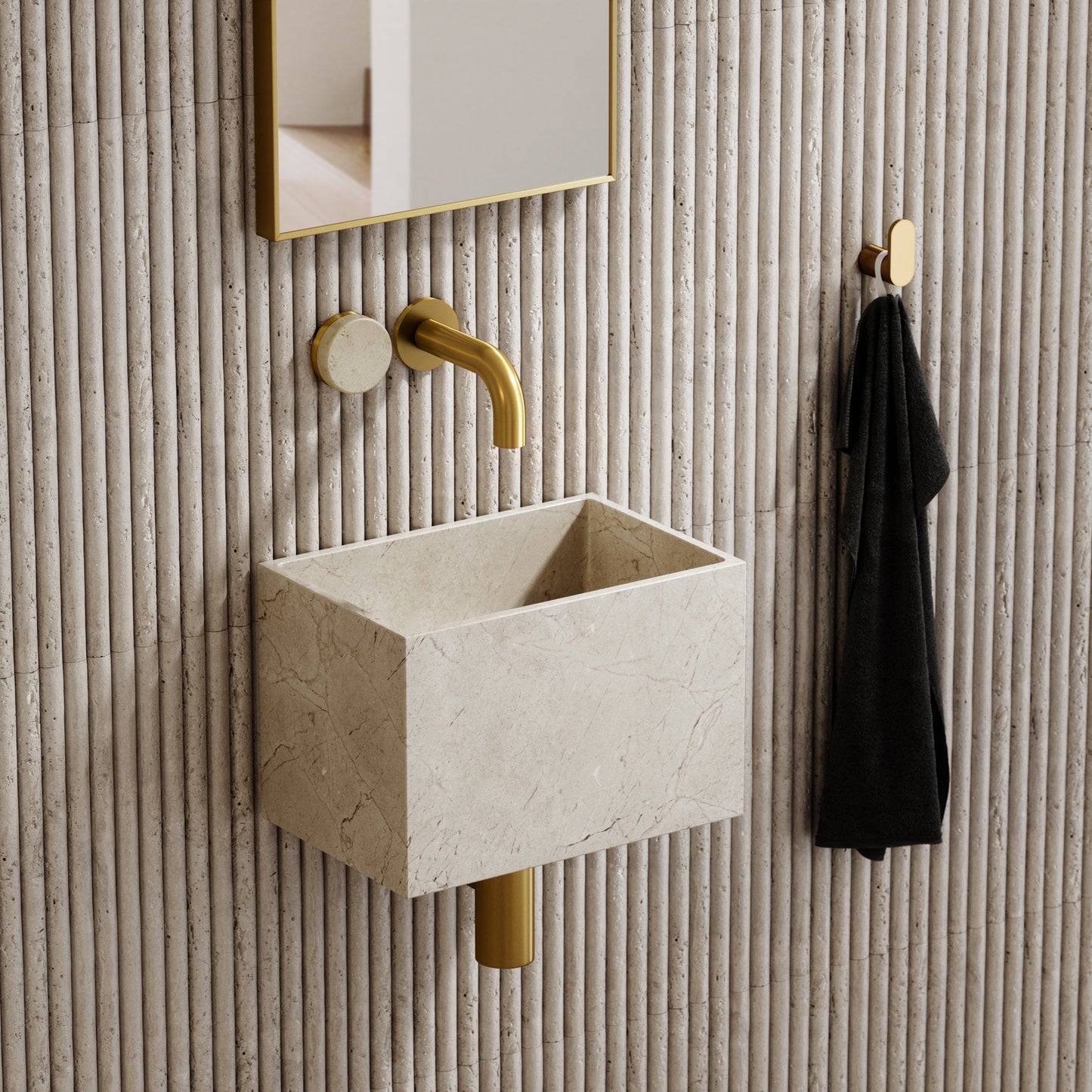 Tucci Crema Marfil Marble Wall Hung Basin 300mm