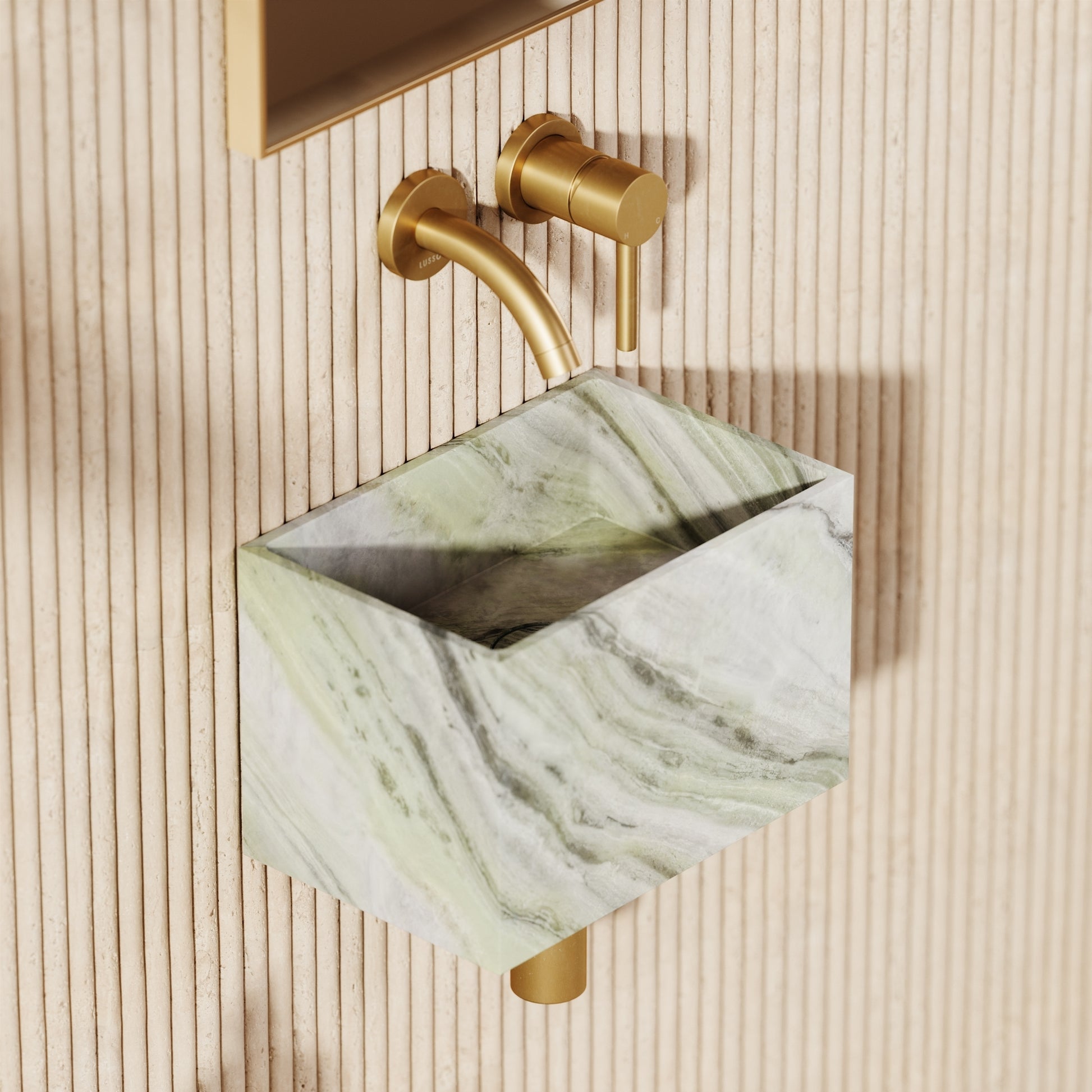 Tucci Jade Green Marble Wall Hung Basin 300mm