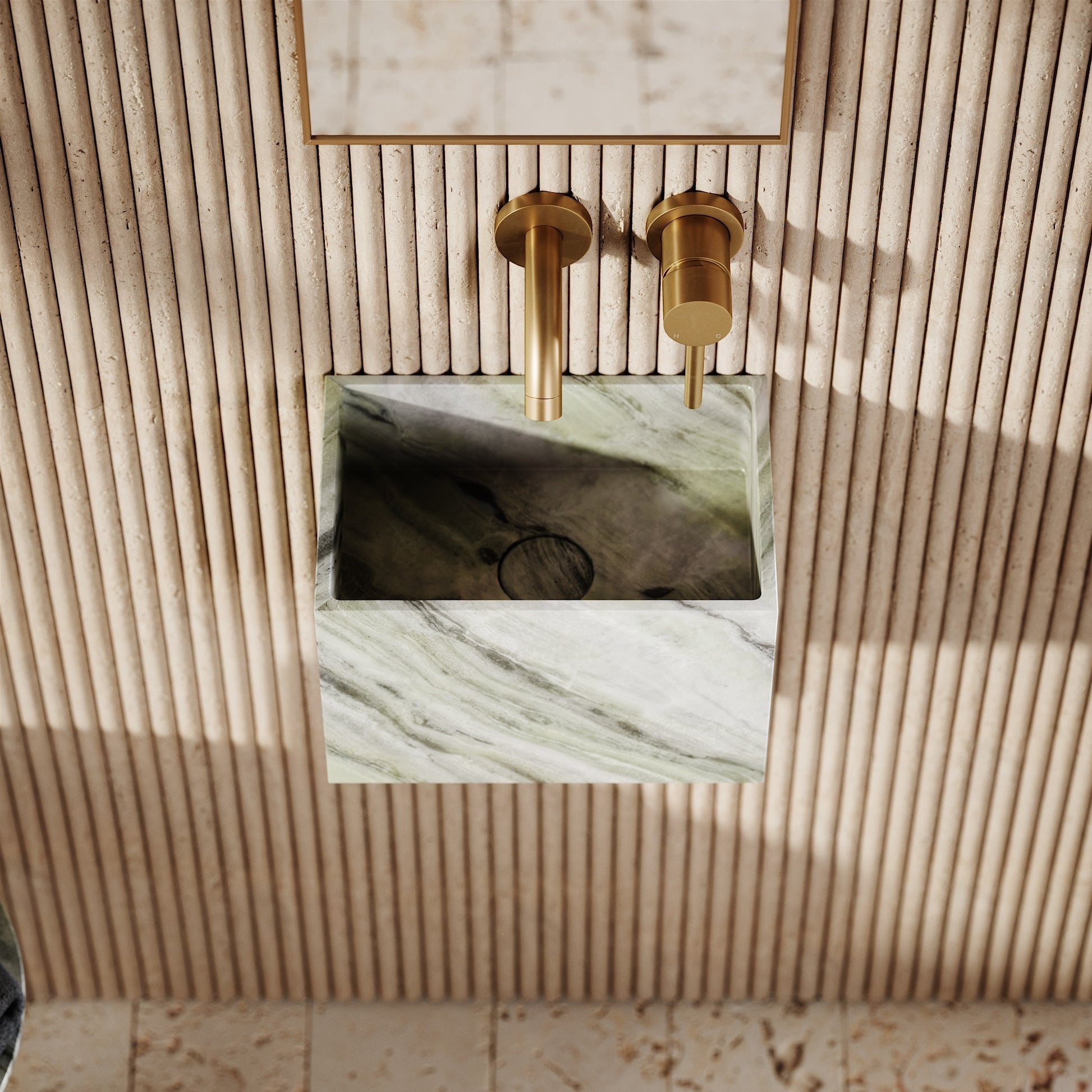 Tucci Jade Green Marble Wall Hung Basin 300mm