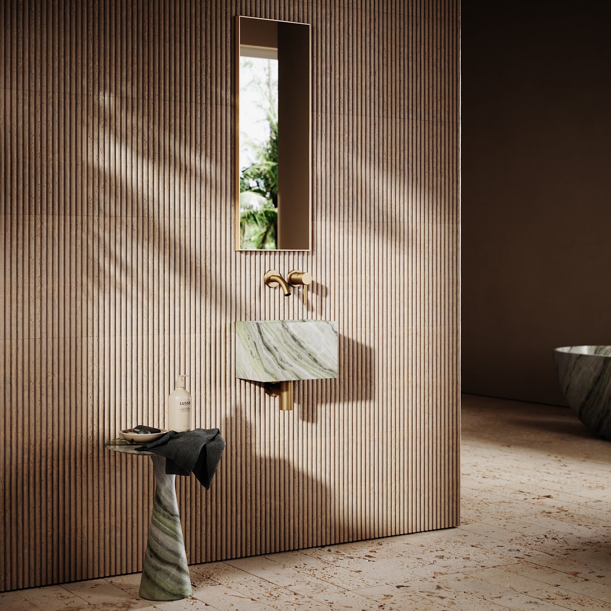 Tucci Jade Green Marble Wall Hung Basin 300mm