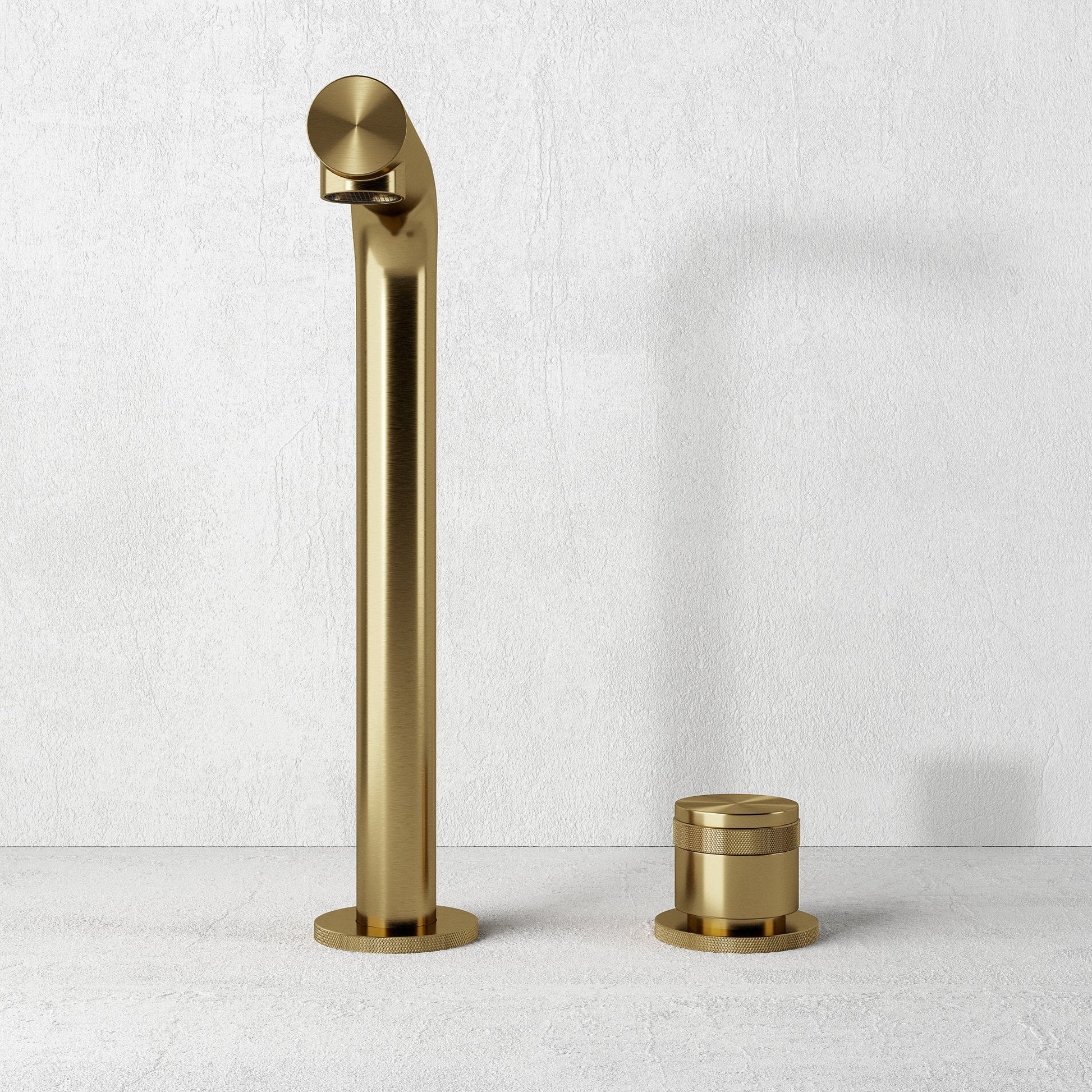 Urban Brushed Gold Tall Deck Mounted Basin Mixer Tap