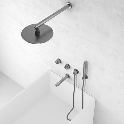 Urban Brushed Stainless 3-Way Thermostatic Shower with Handheld Shower & Bath Spout