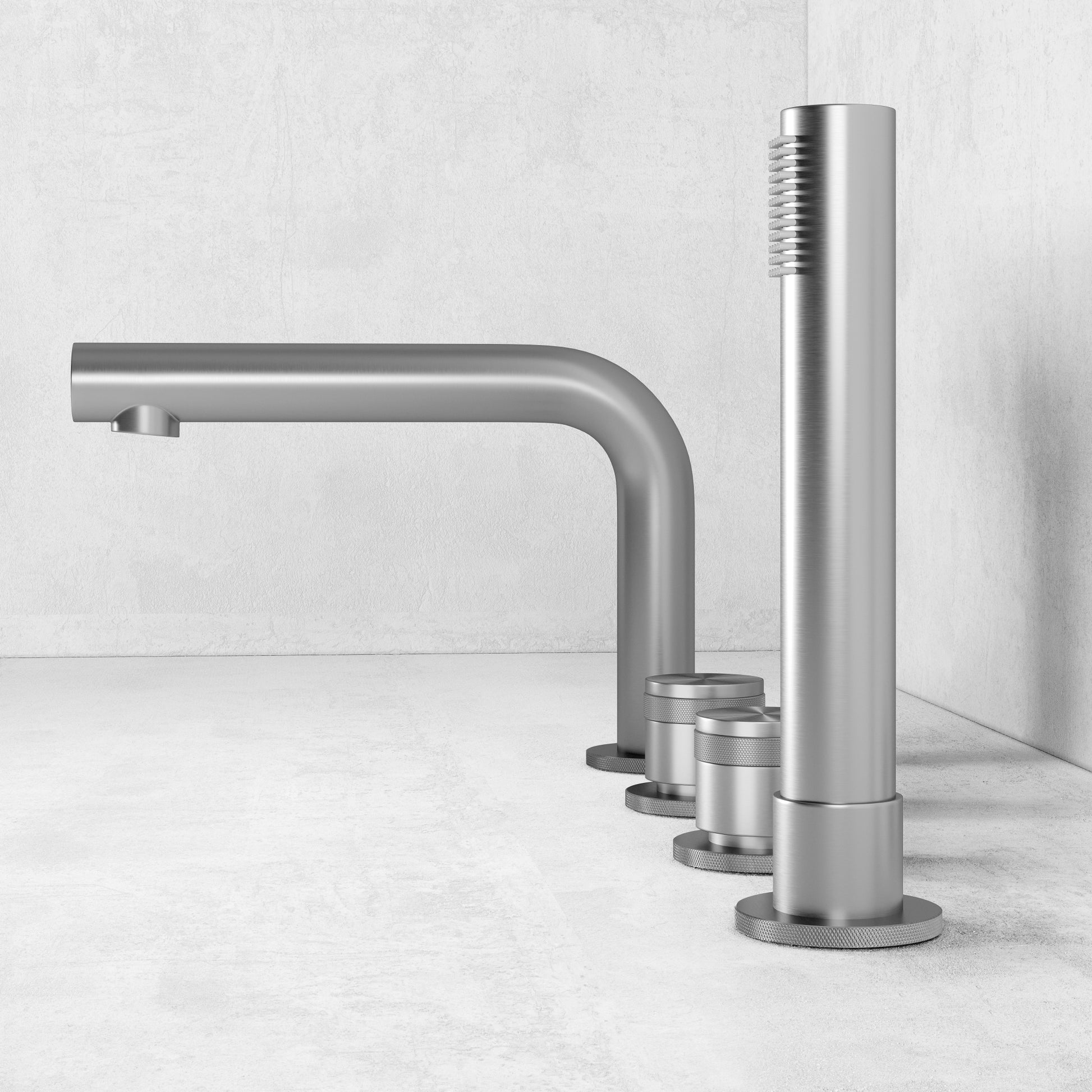 Urban Brushed Stainless Deck Mounted Bath Shower Mixer Tap