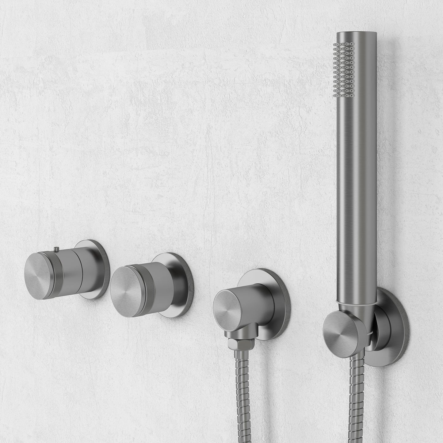 Urban Brushed Stainless Thermostatic Shower with Handheld Shower