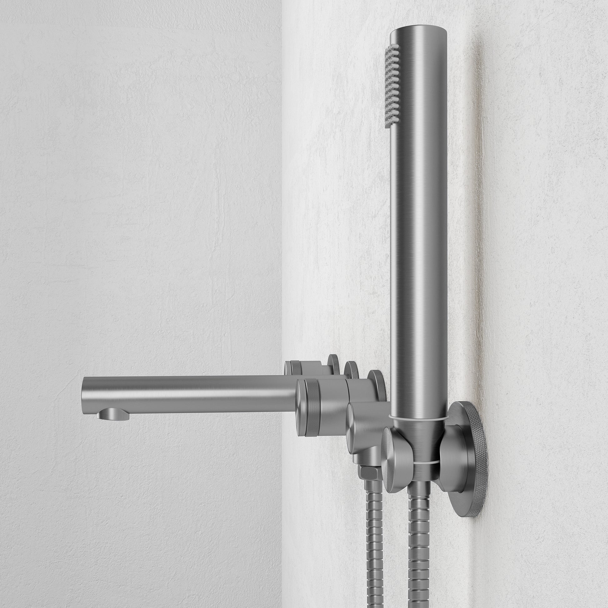 Urban Brushed Stainless Wall Mounted Bath Mixer Shower Tap