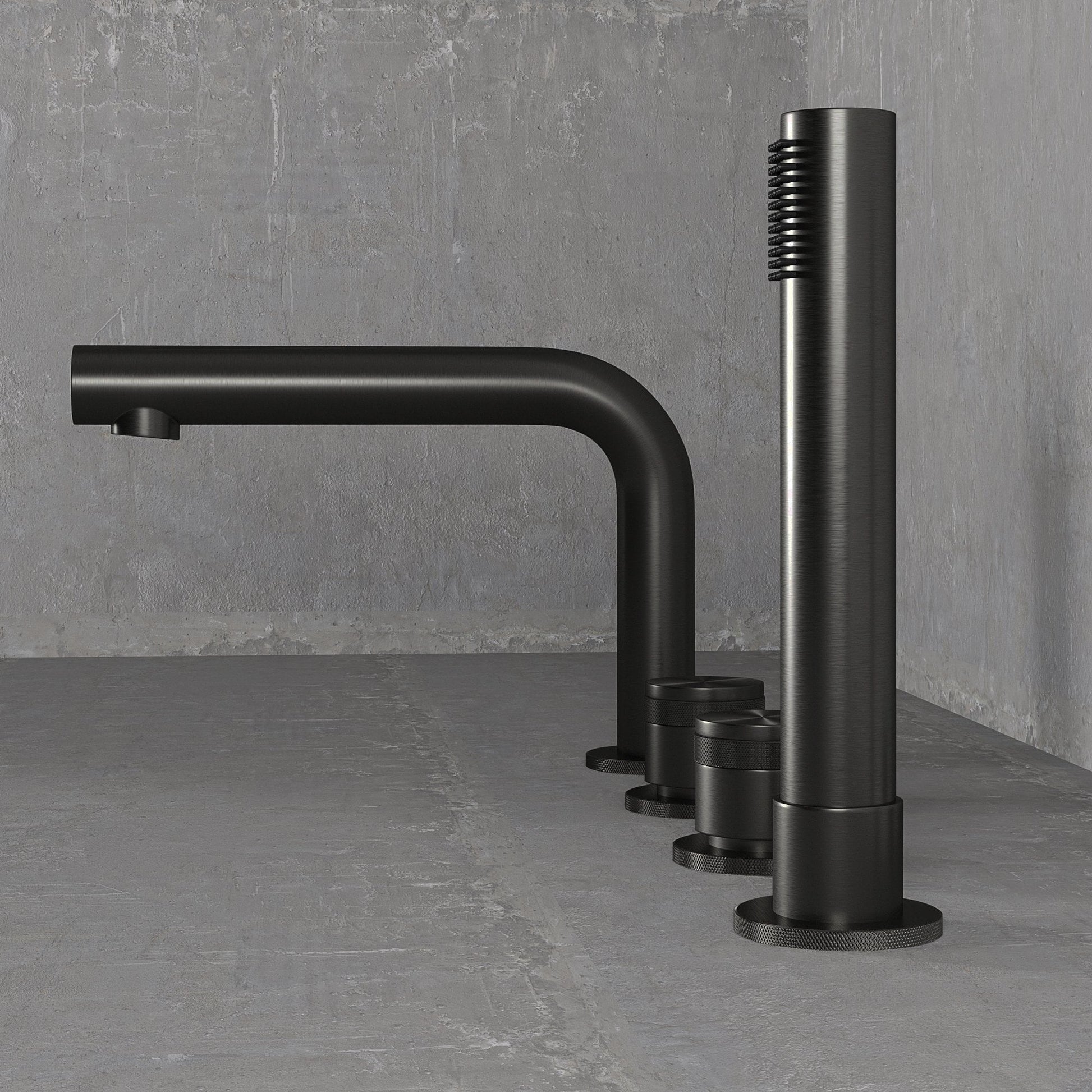 Urban Gunmetal Black Deck Mounted Bath Shower Mixer Tap