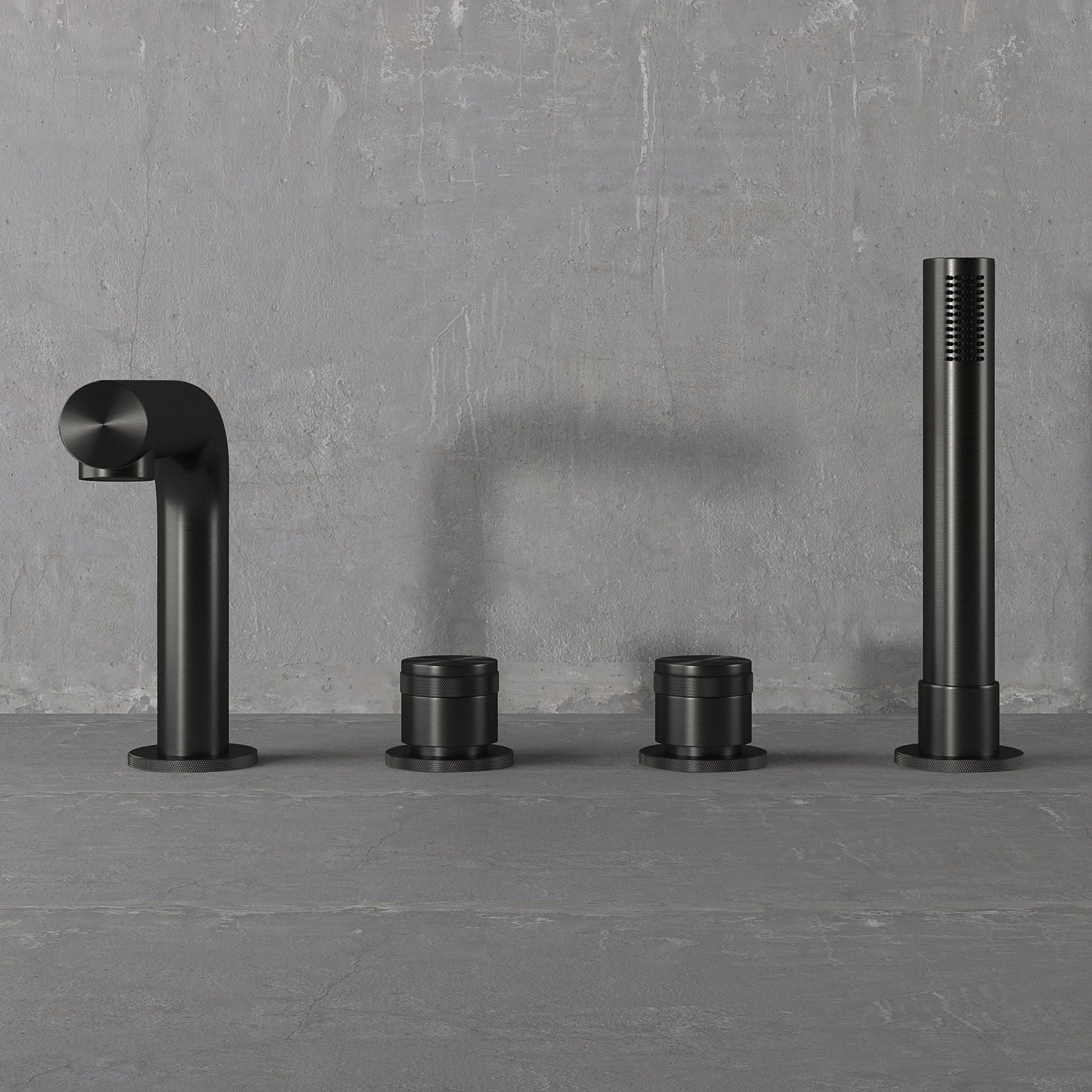 Urban Gunmetal Black Deck Mounted Bath Shower Mixer Tap