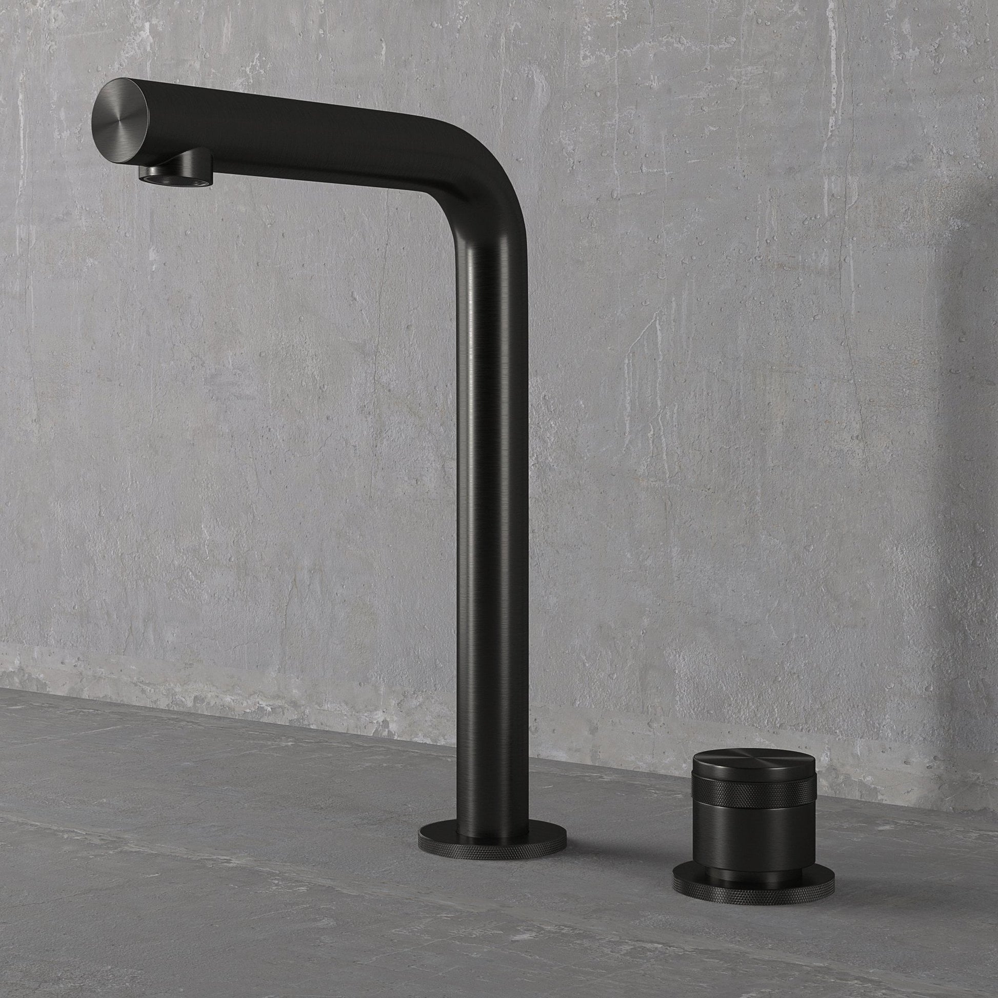 Urban Gunmetal Black Tall Deck Mounted Basin Mixer Tap
