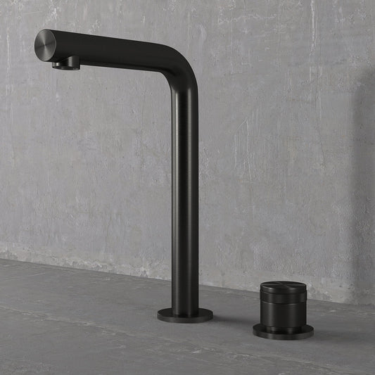 Urban Gunmetal Black Tall Deck Mounted Basin Mixer Tap