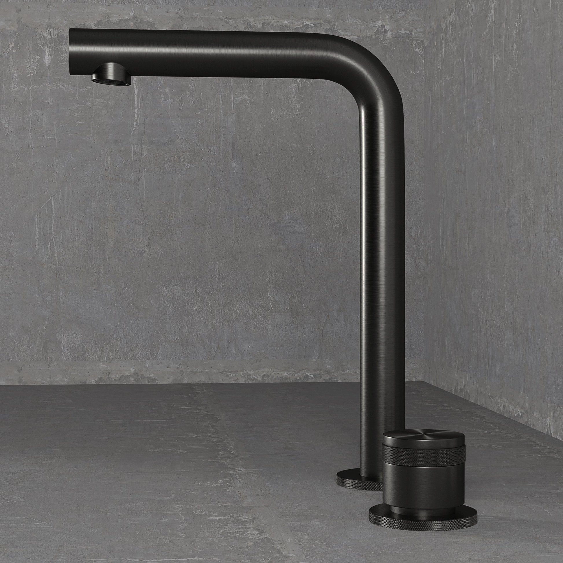 Urban Gunmetal Black Tall Deck Mounted Basin Mixer Tap