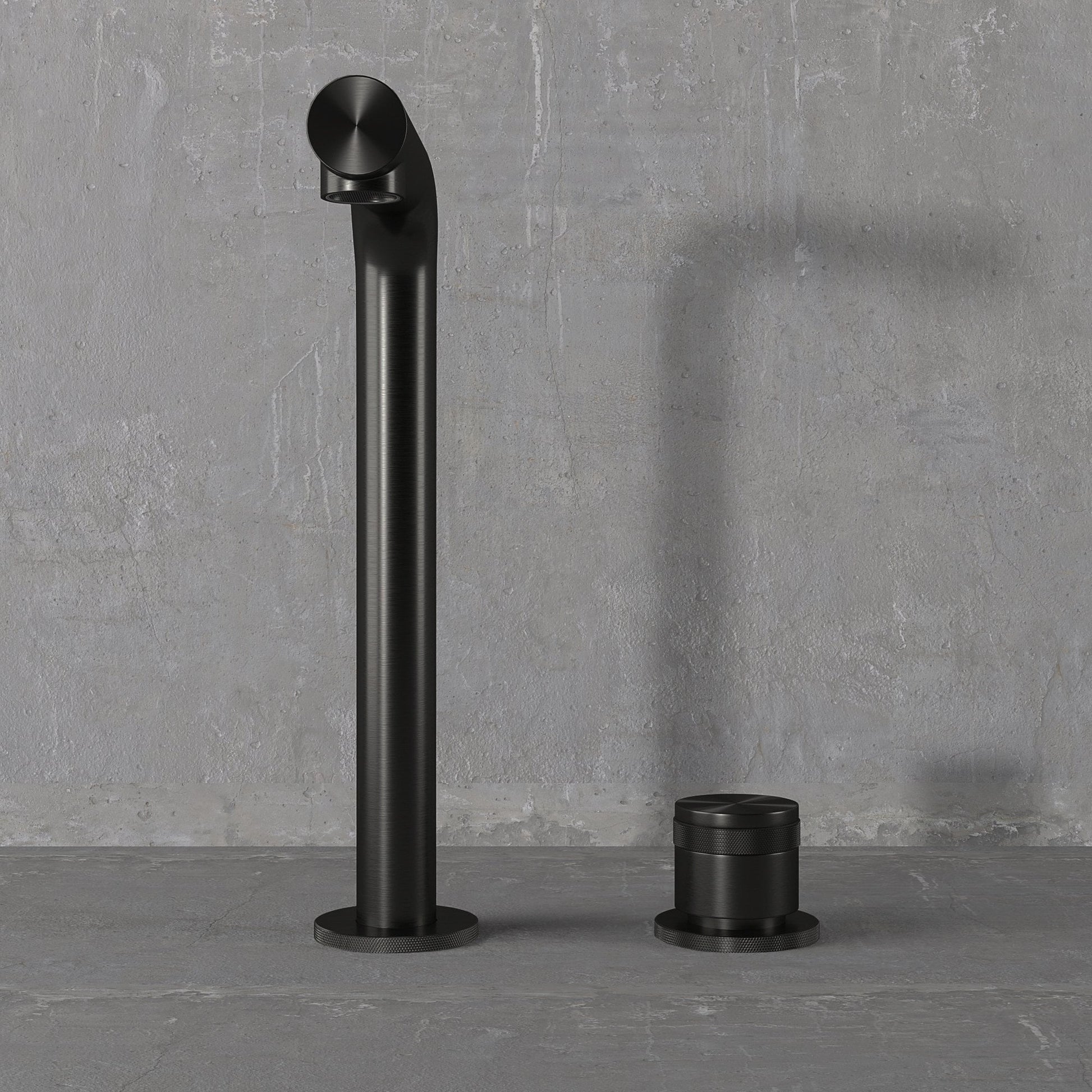 Urban Gunmetal Black Tall Deck Mounted Basin Mixer Tap