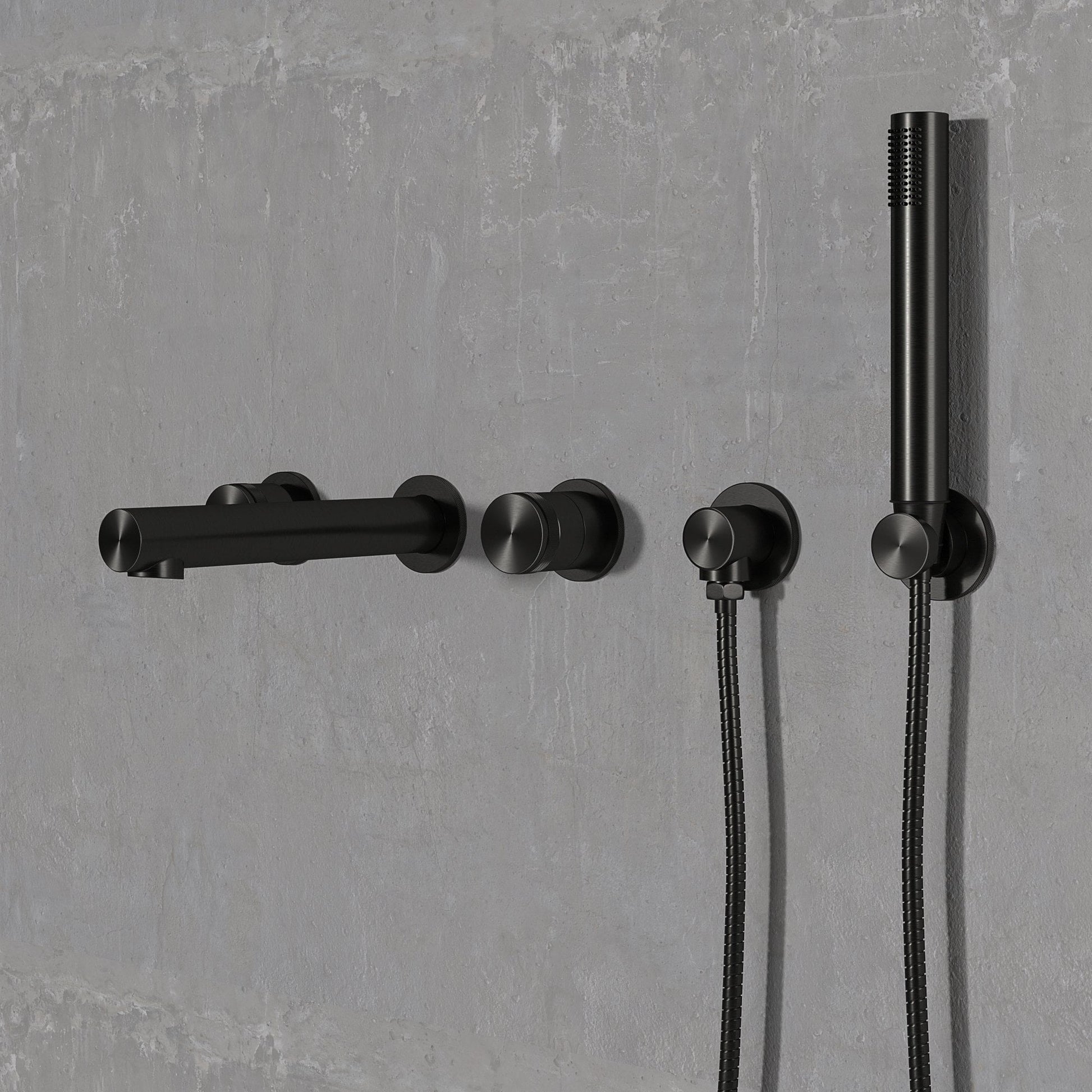 Urban Gunmetal Black Wall Mounted Bath Mixer Shower Tap