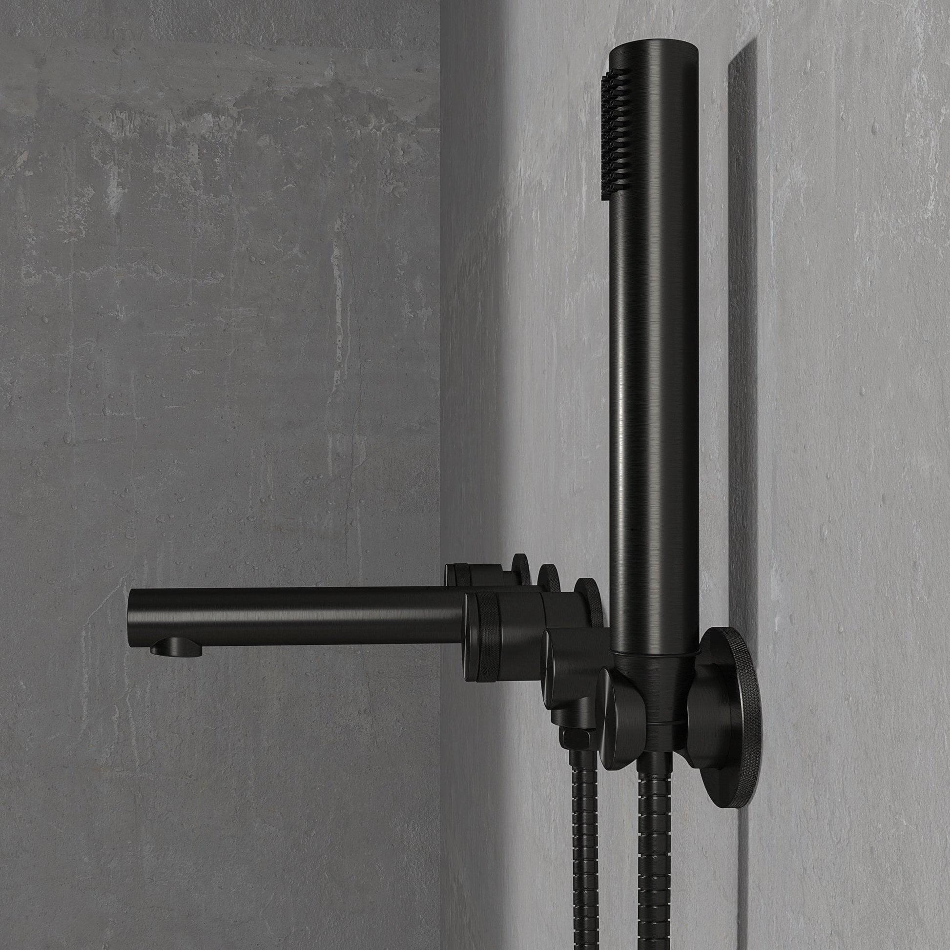 Urban Gunmetal Black Wall Mounted Bath Mixer Shower Tap