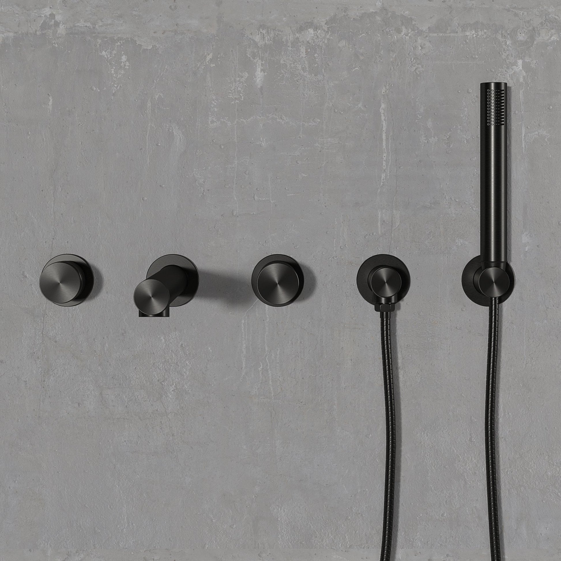 Urban Gunmetal Black Wall Mounted Bath Mixer Shower Tap