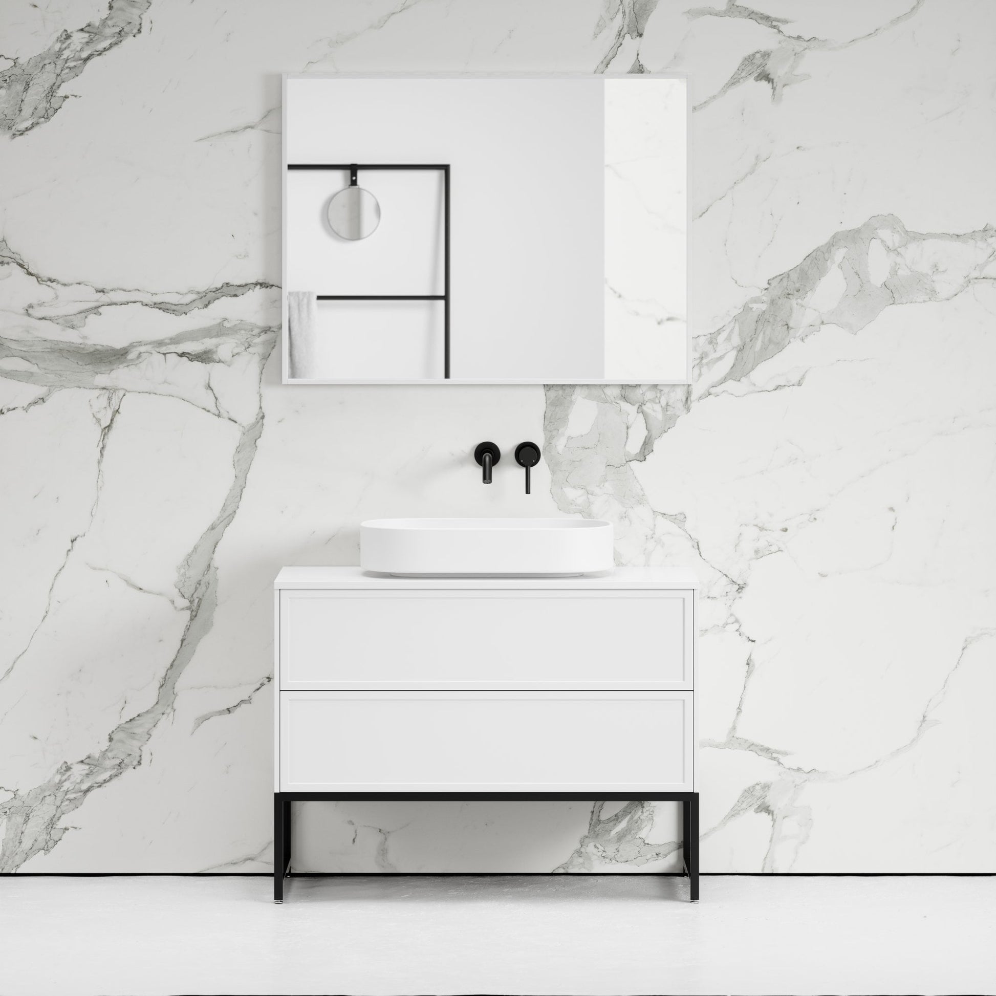 Vanita Matte White Freestanding Bathroom Vanity 1000mm