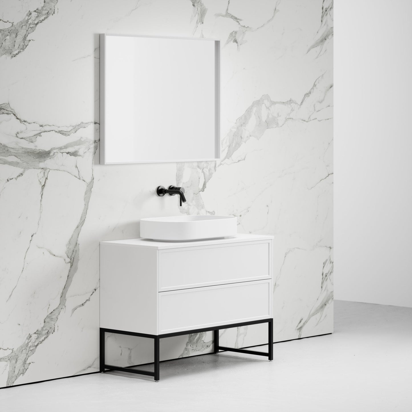 Vanita Matte White Freestanding Bathroom Vanity 1000mm