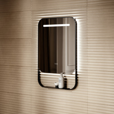 Vario Matte Black Mirror With Natural White LED light and Demister 600mm