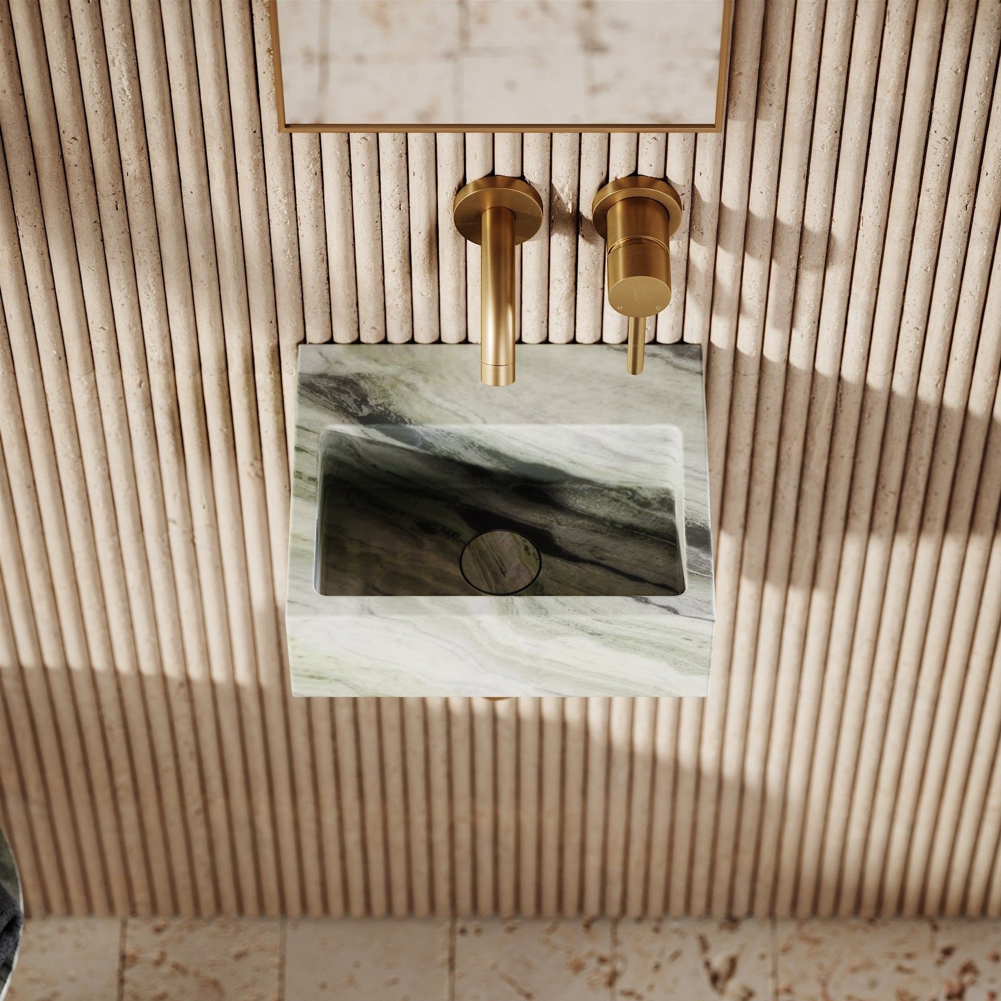 Vasel Jade Green Marble Wall Hung Basin 300mm