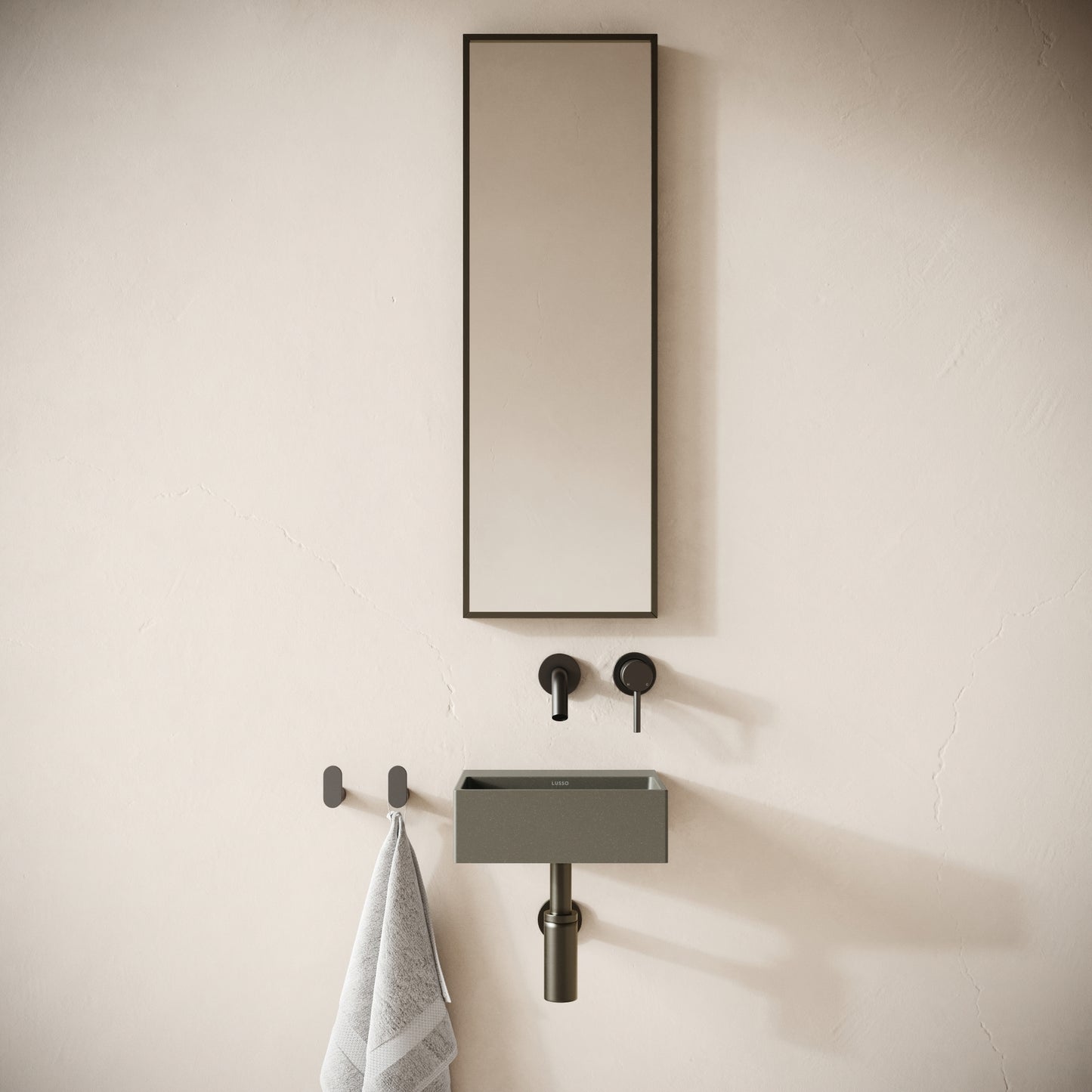 Vasel Oyster Concrete Wall Hung Basin 300mm