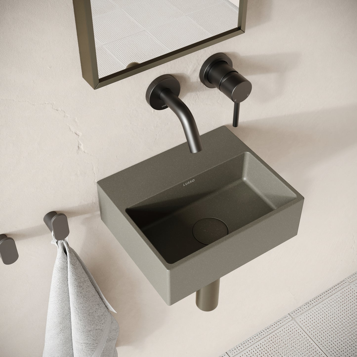 Vasel Oyster Concrete Wall Hung Basin 300mm
