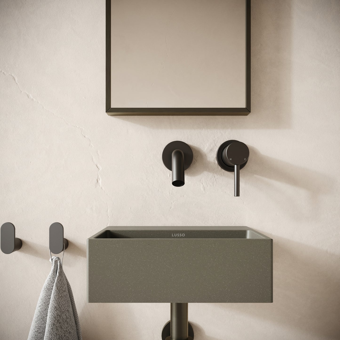 Vasel Oyster Concrete Wall Hung Basin 300mm