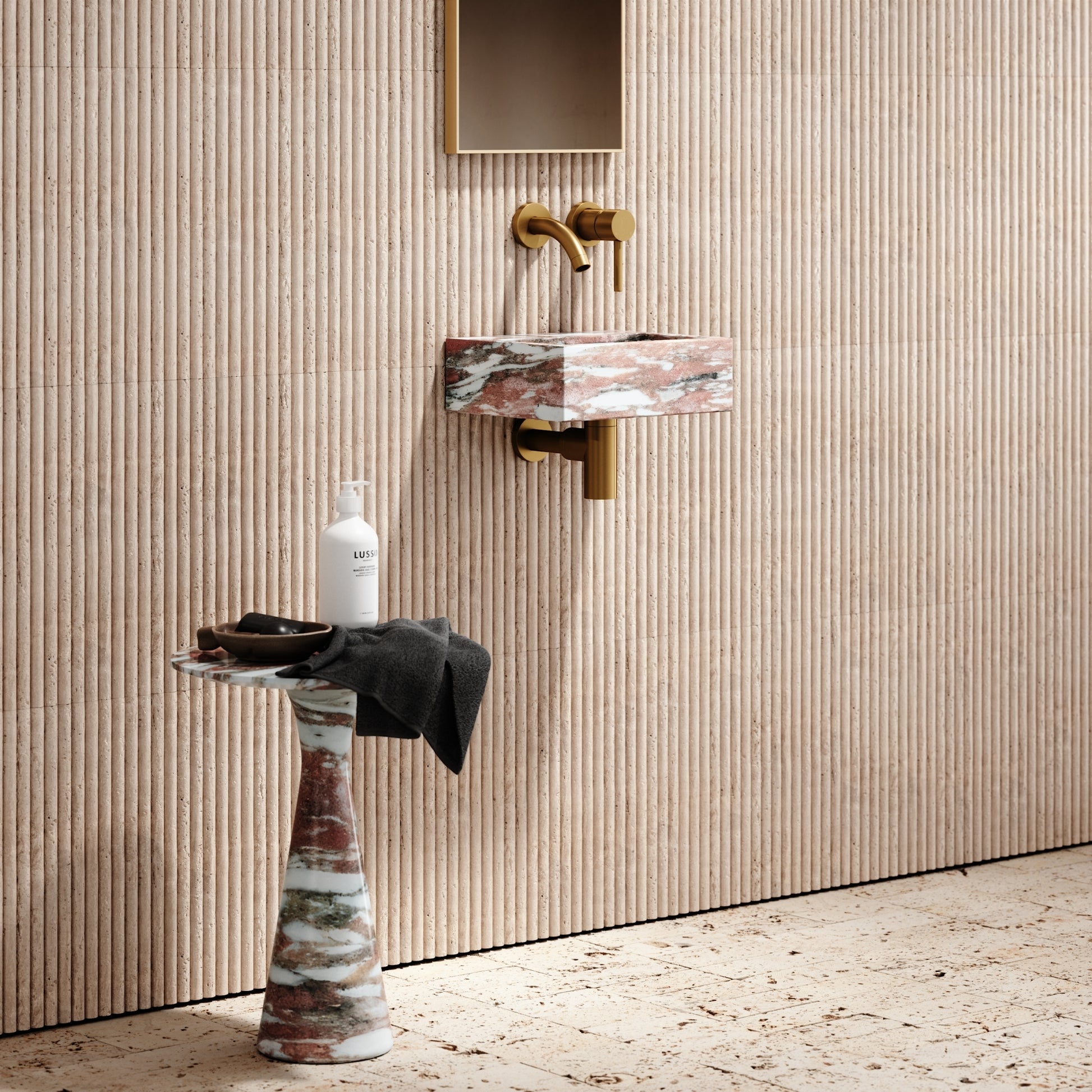 Vasel Rosa Norwegian Marble Wall Hung Basin 300mm