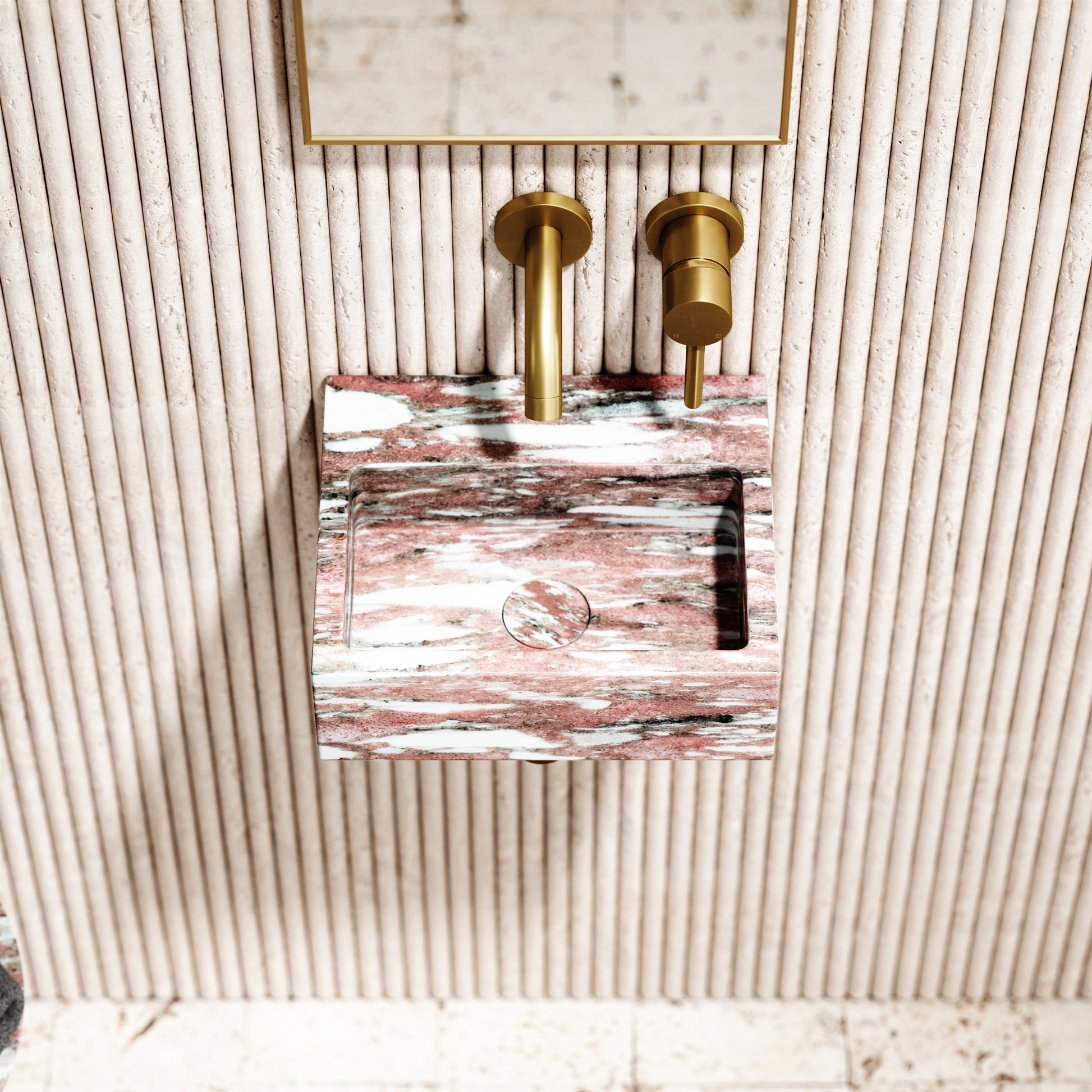 Vasel Rosa Norwegian Marble Wall Hung Basin 300mm