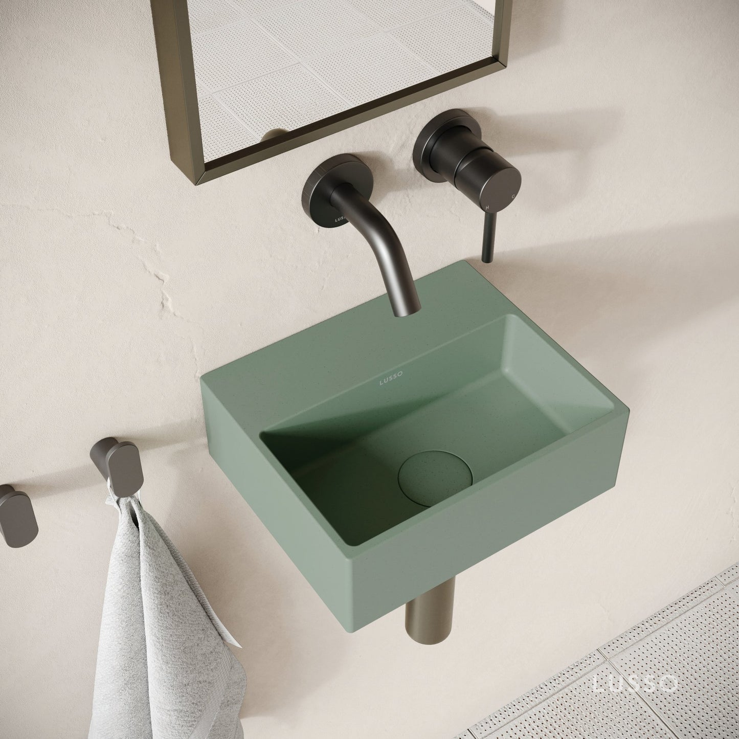 Vasel Seafoam Concrete Wall Hung Basin 300mm