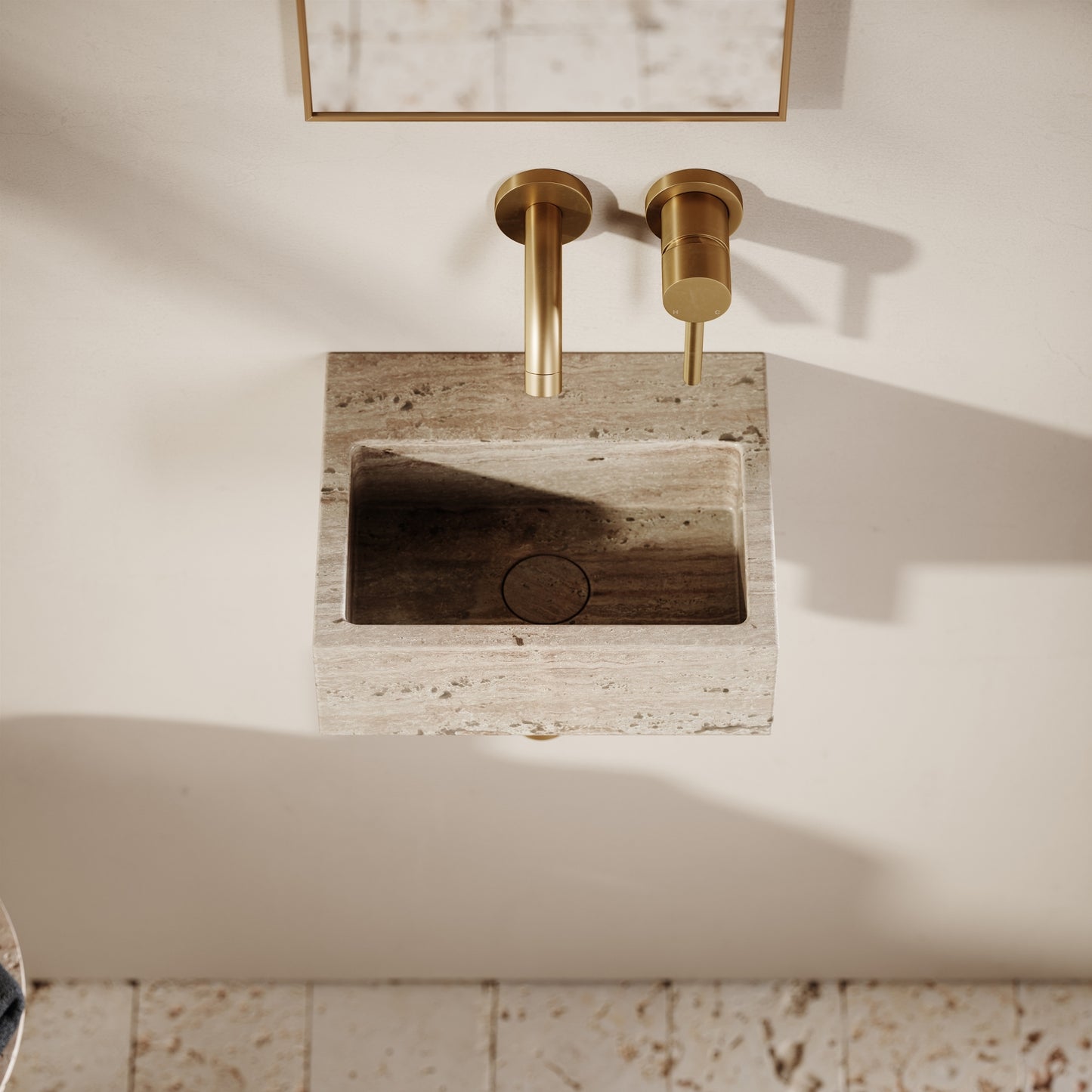 Vasel Travertine Stone Wall Hung Basin 300mm