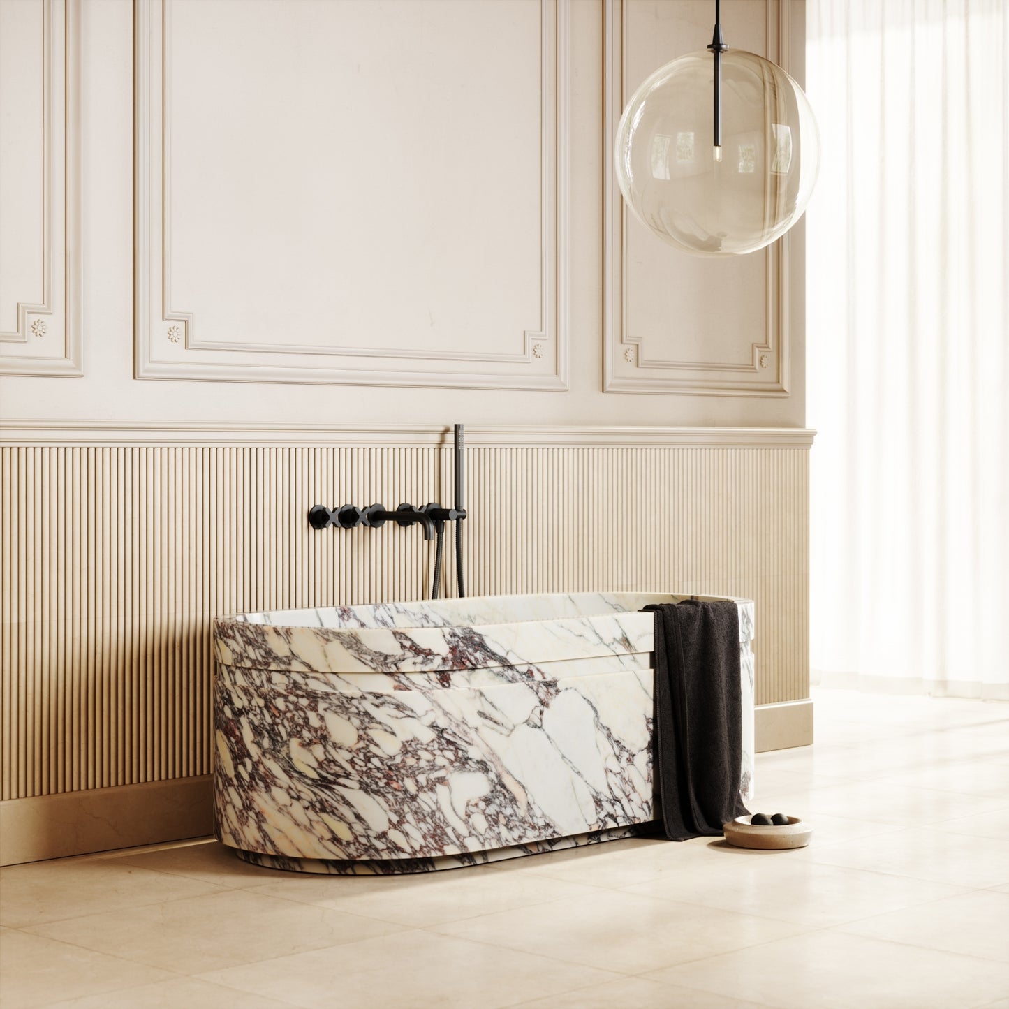 Vaso Calacatta Viola Marble Freestanding Bath 1500mm