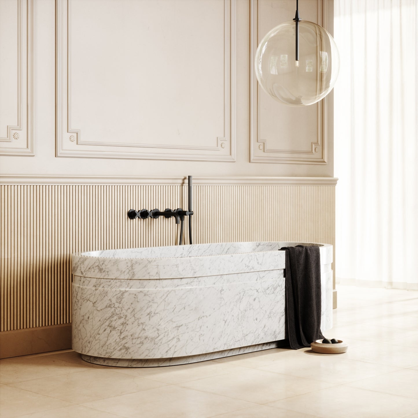 Vaso Carrara Marble Freestanding Bath 1780mm