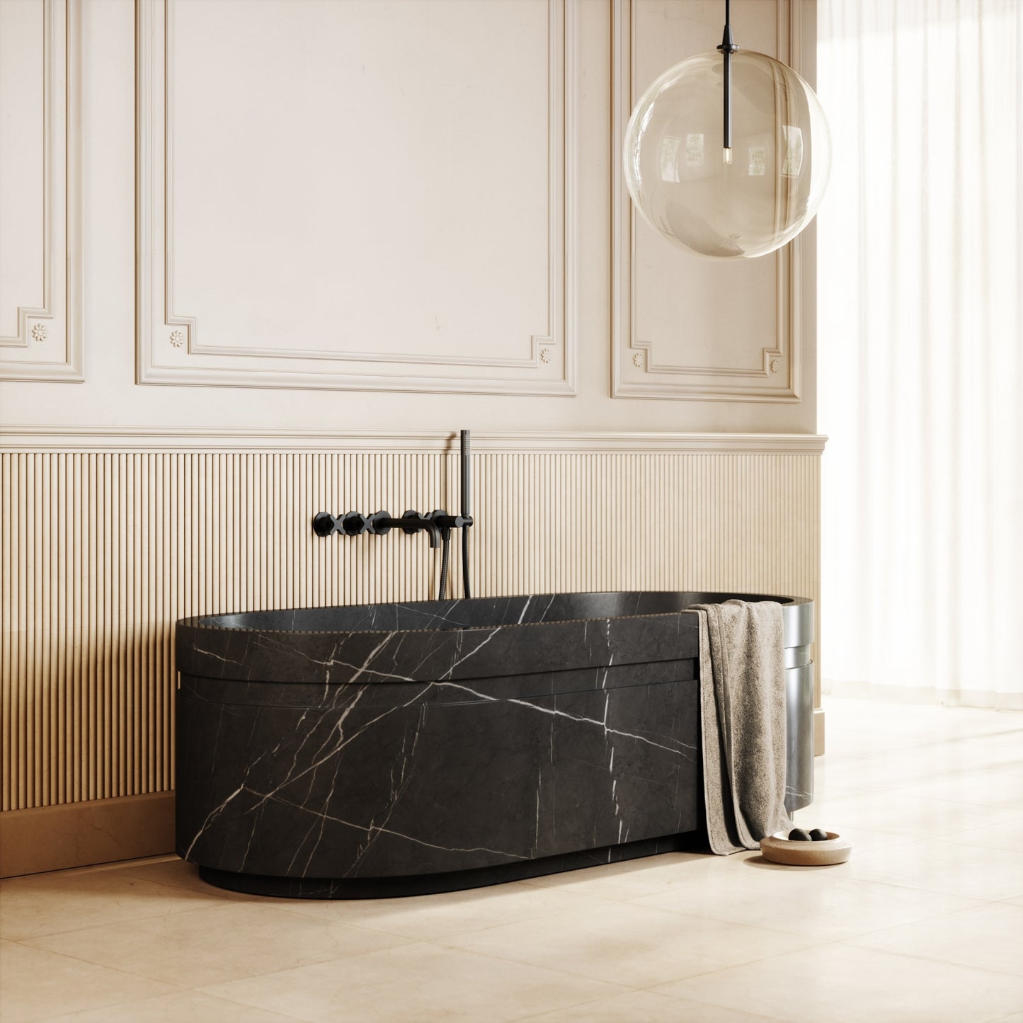 Vaso Pietra Grey Marble Freestanding Bath 1780mm