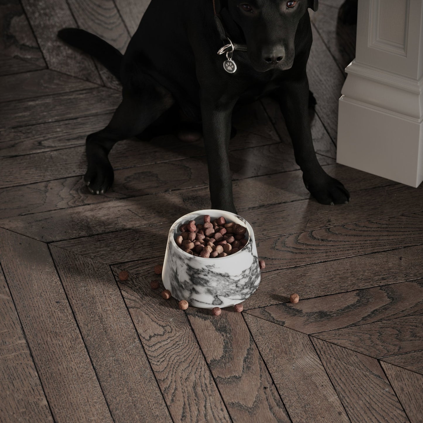 Vasoni Arabescato Marble Dog Bowl