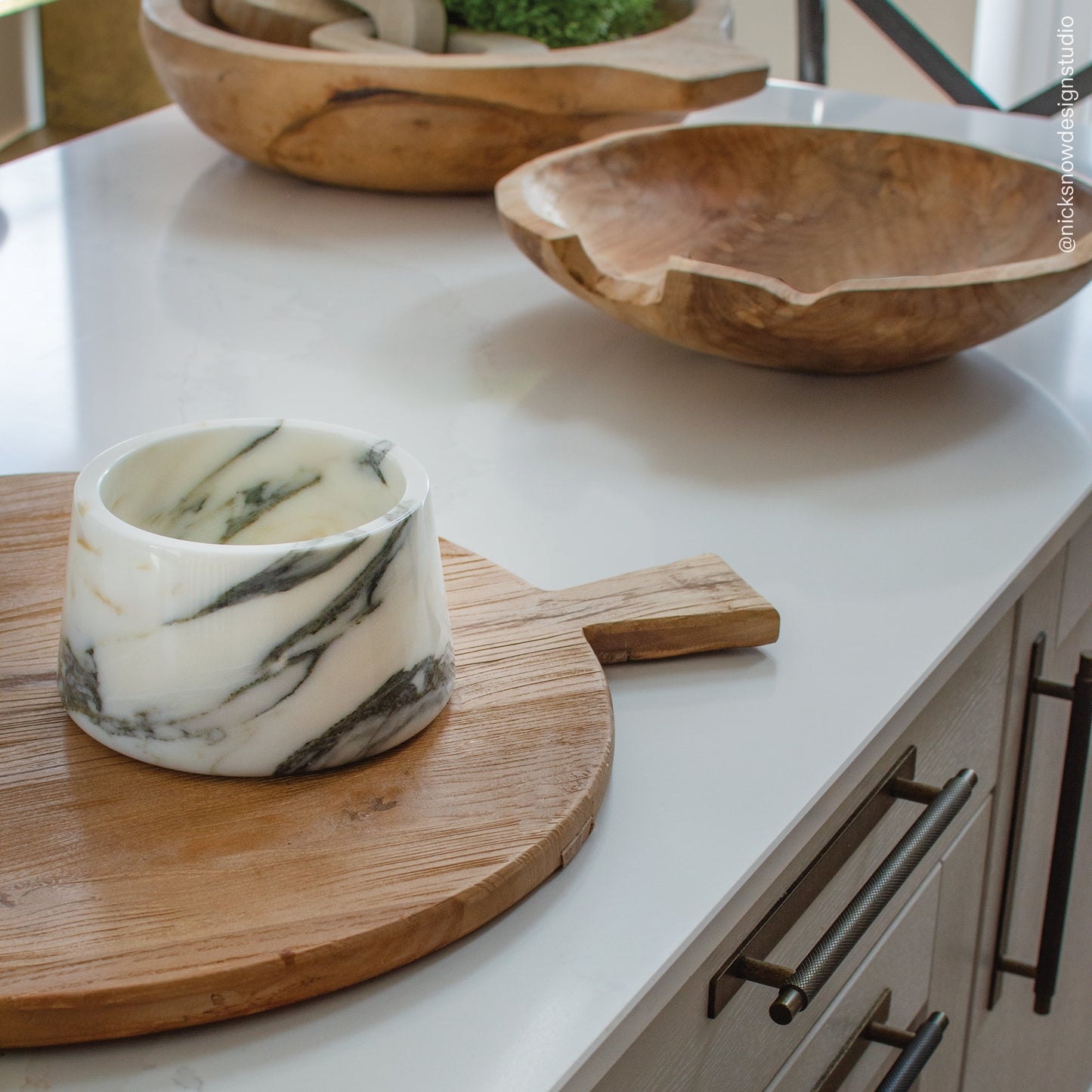 Vasoni Arabescato Marble Dog Bowl