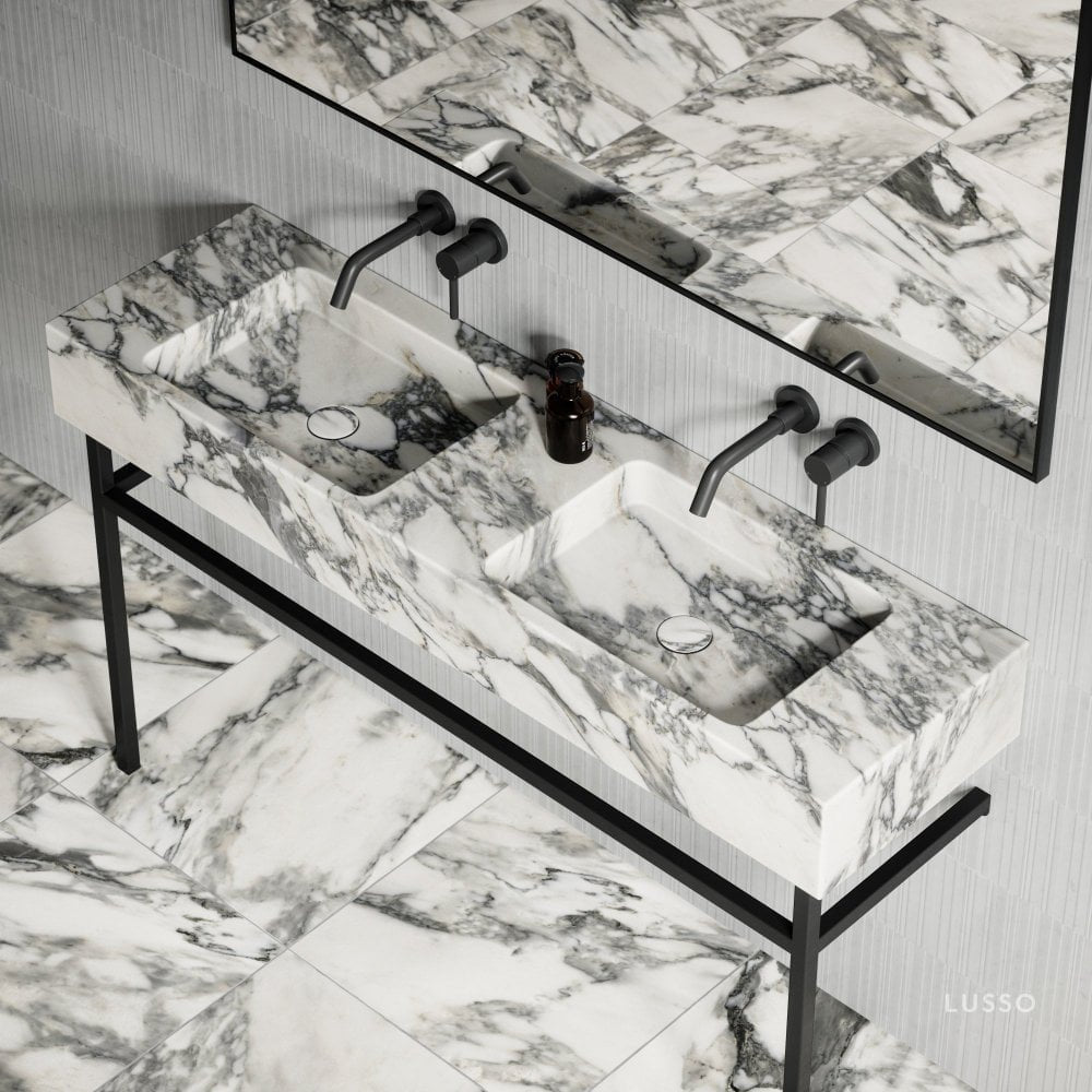 Vernante Arabescato Marble Vanity Unit 1400mm