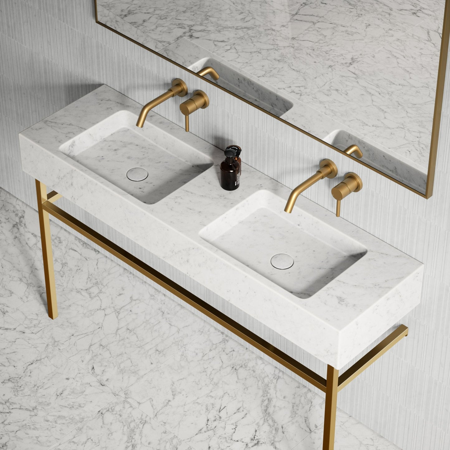 Vernante Carrara Marble Vanity Unit 1400mm