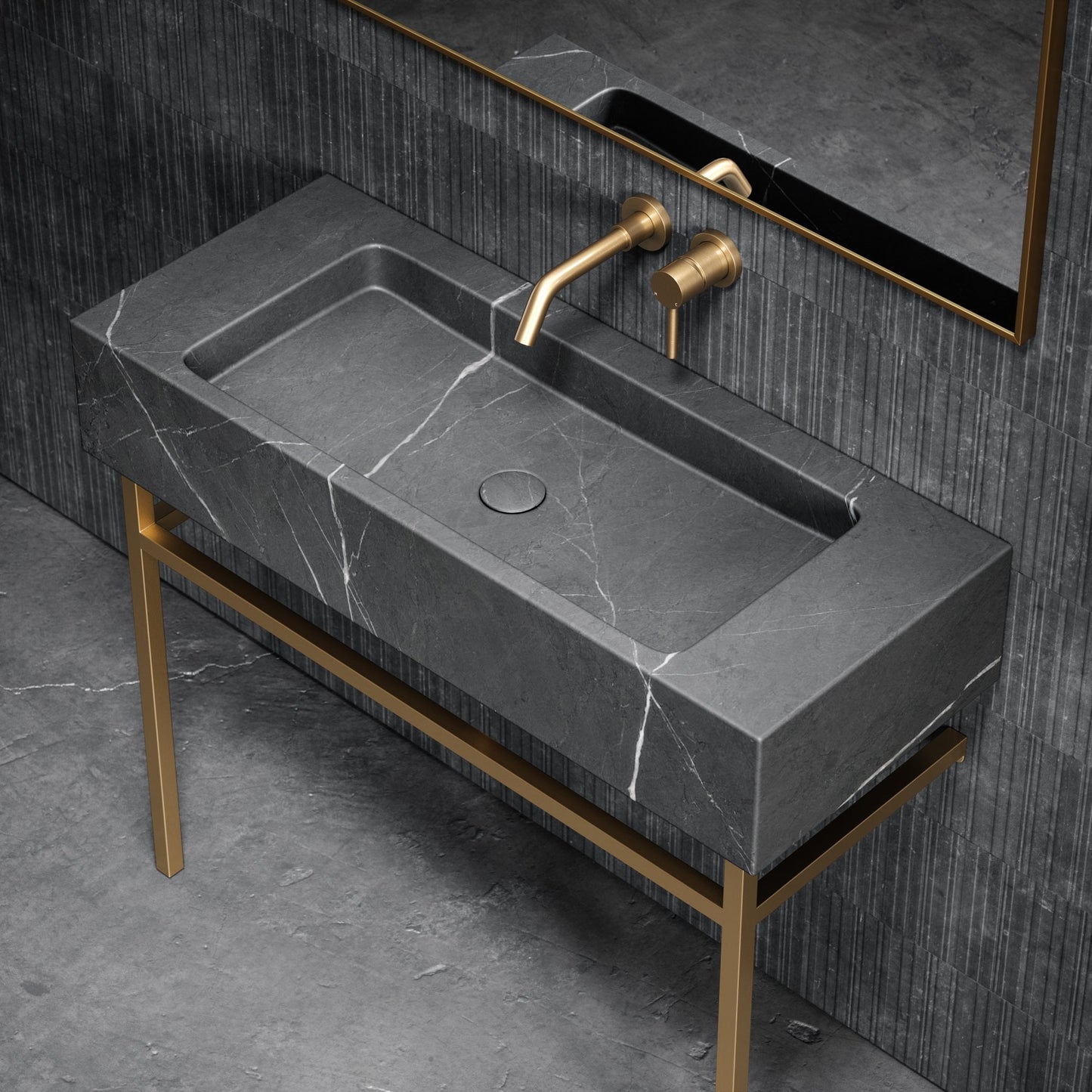 Vernante Pietra Grey Marble Vanity Unit 1000mm