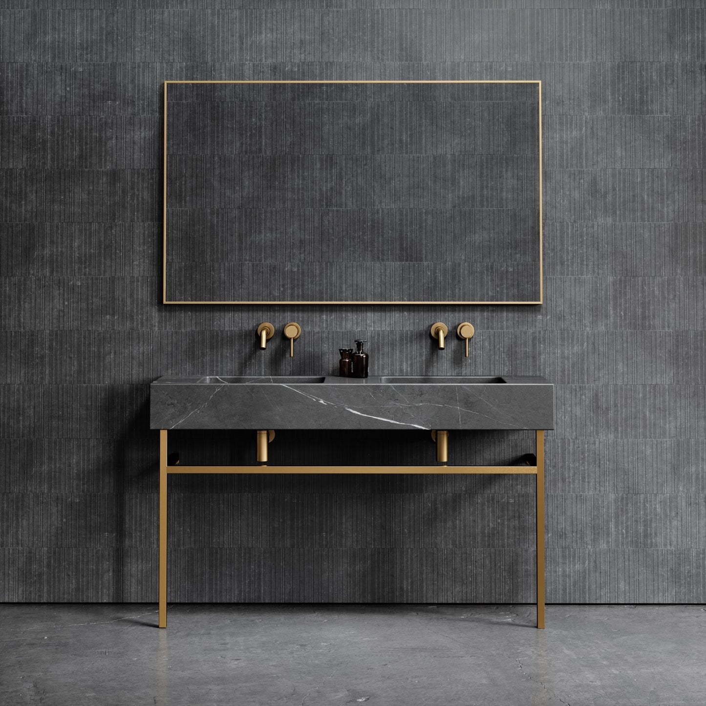 Vernante Pietra Grey Marble Vanity Unit 1400mm