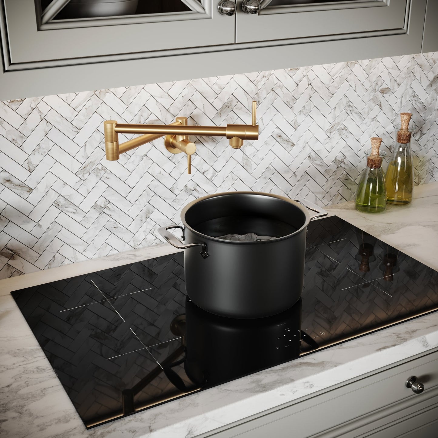 Veroni Modern Kitchen Pot Filler Tap Brushed Gold
