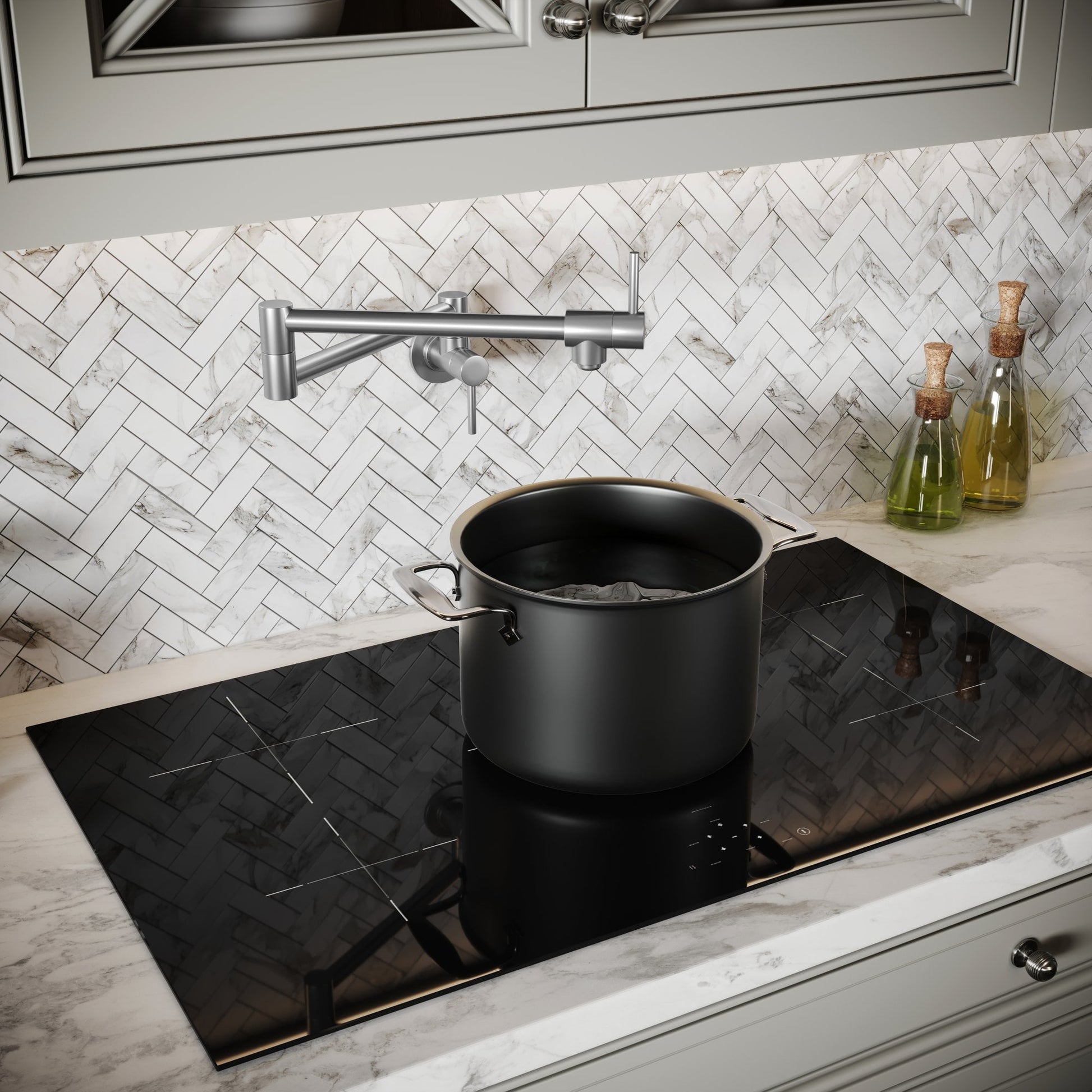 Veroni Modern Kitchen Pot Filler Tap Brushed Stainless